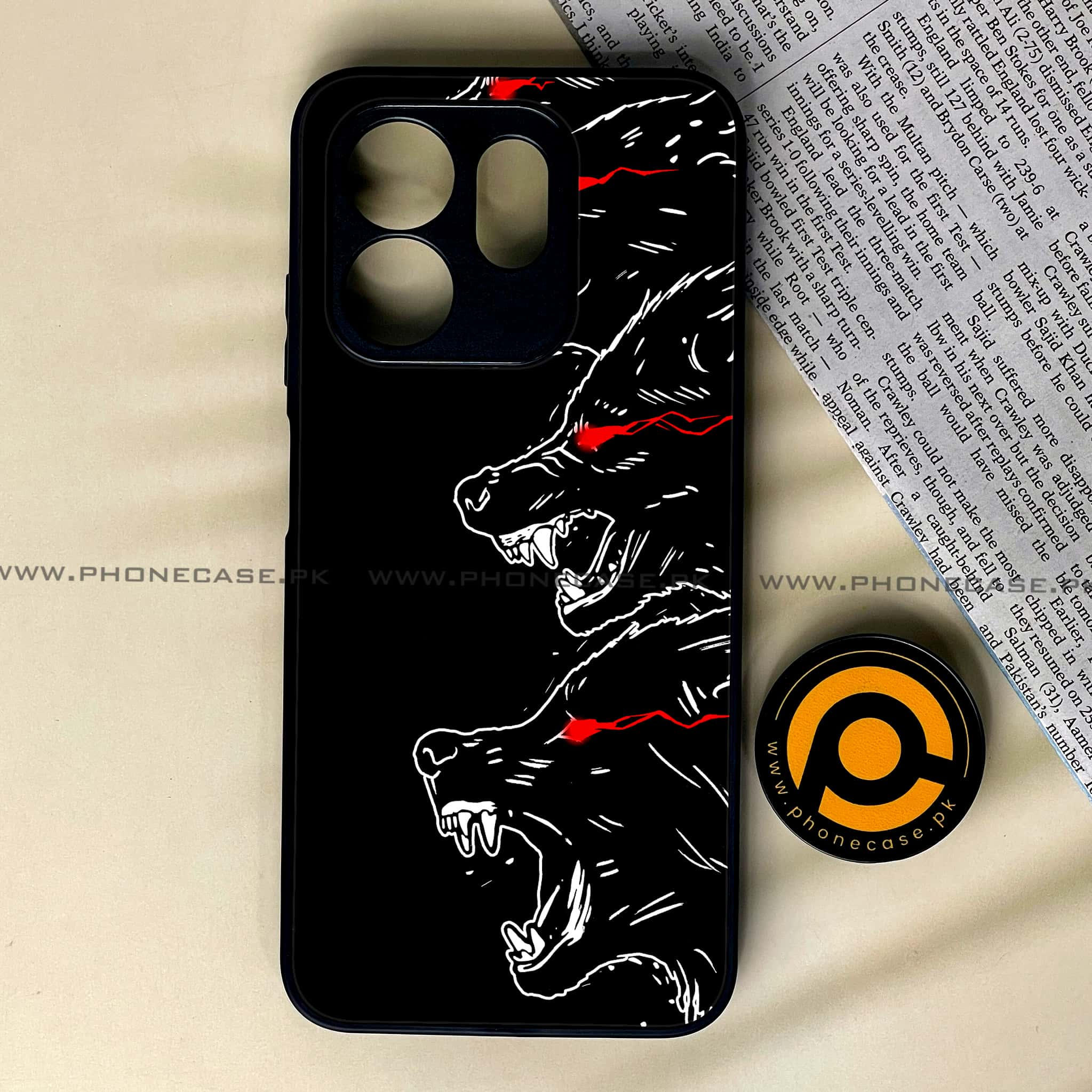 Infinix Hot 50i - Black Art Series - Premium Printed Glass soft Bumper shock Proof Case