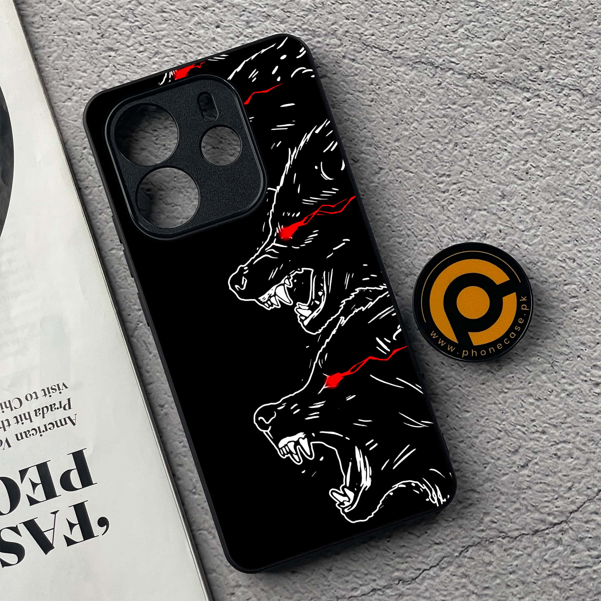 Xiaomi Redmi Note 14 - Black Art Series - Premium Printed Glass soft Bumper shock Proof Case