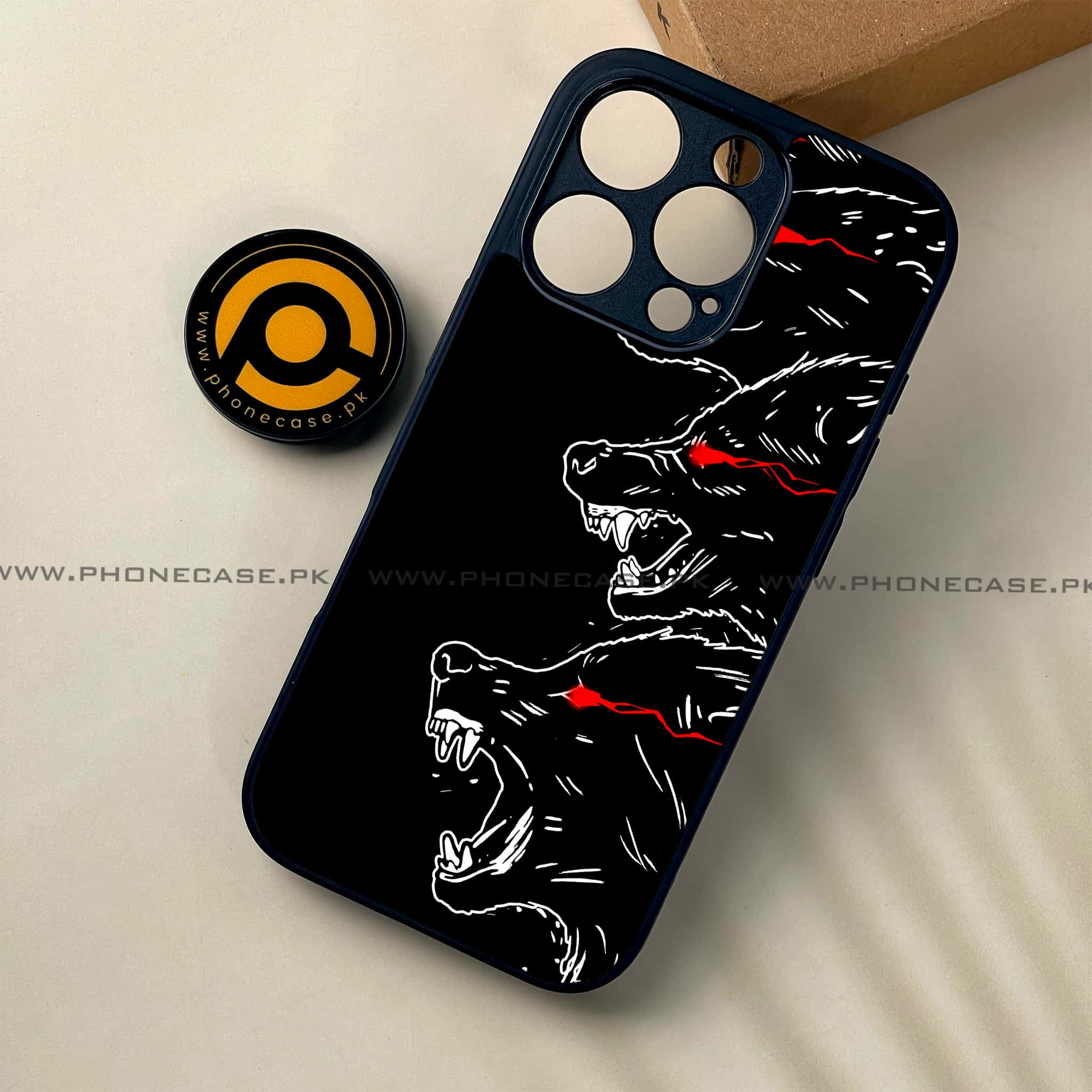 iPhone 16 Pro - Black Art Series - Premium Printed Glass soft Bumper shock Proof Case