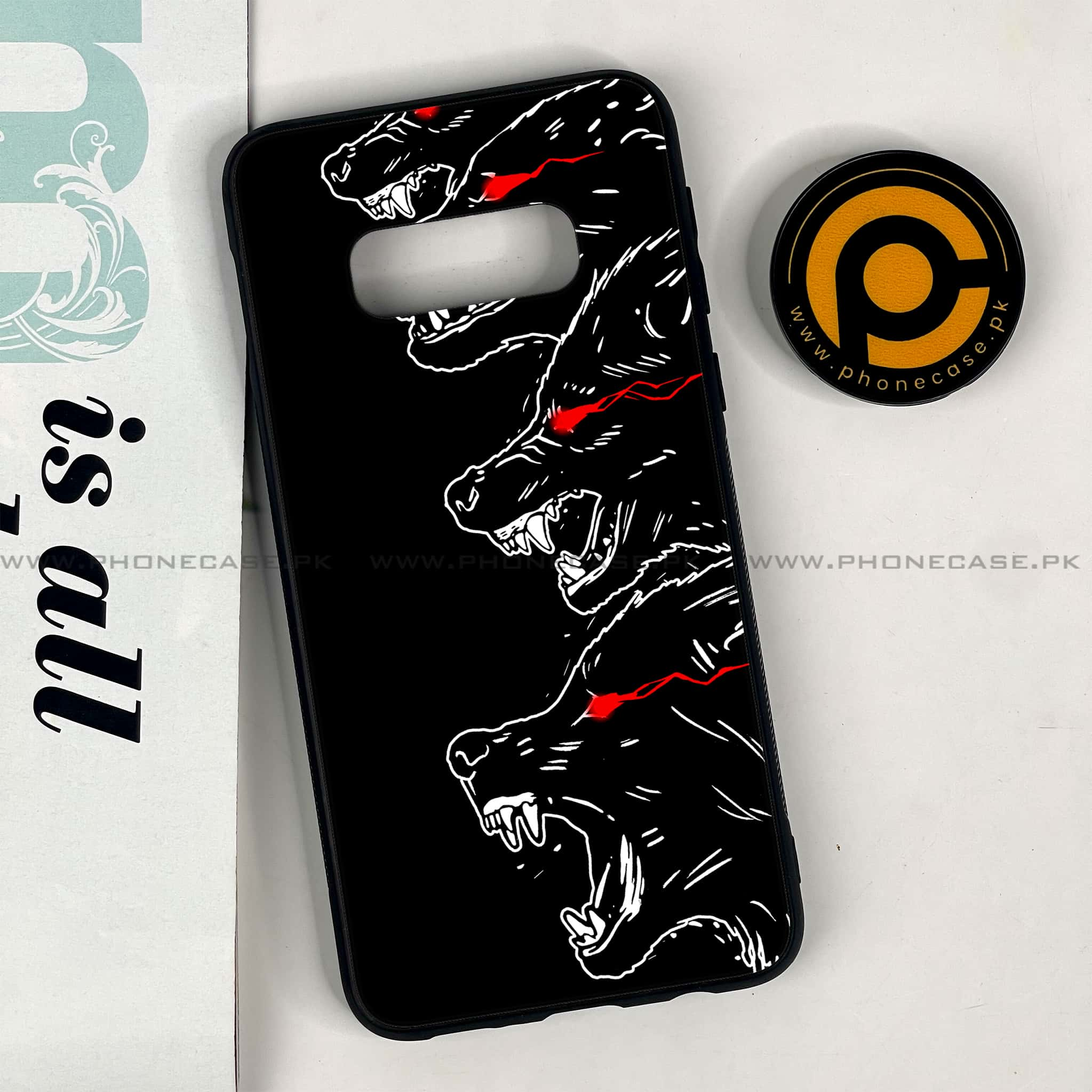 Galaxy S10e - Black Art Series - Premium Printed Glass soft Bumper shock Proof Case