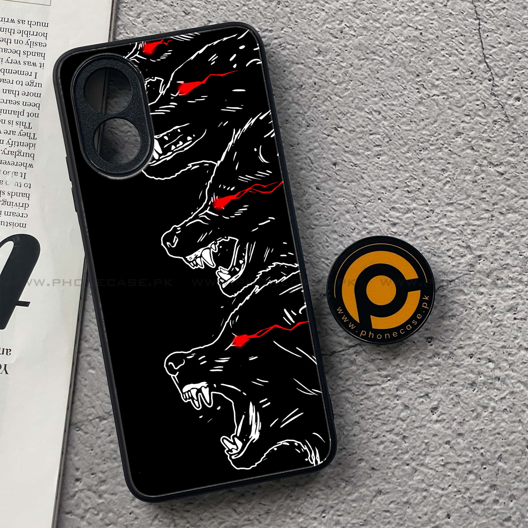 Oppo A18 4G - Black Art Series - Premium Printed Glass soft Bumper shock Proof Case