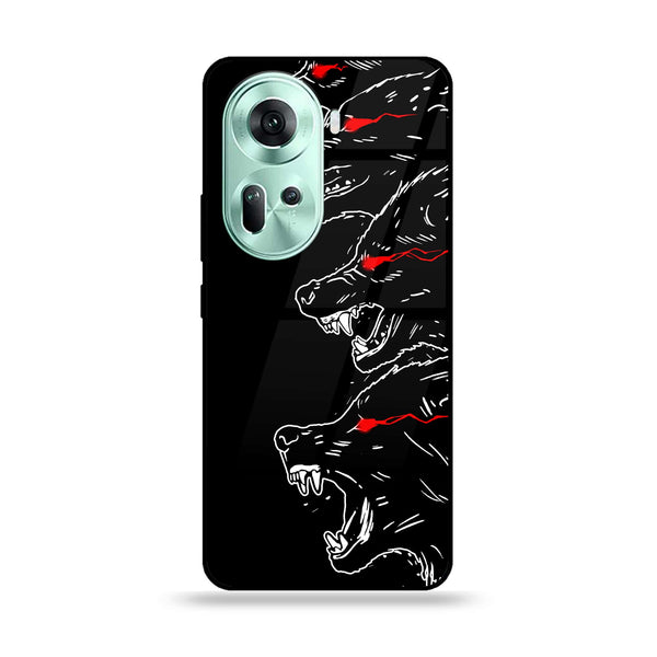 Oppo Reno 11 5G - Black Art Design 7- Premium Printed Glass soft Bumper shock Proof Case CS-11854