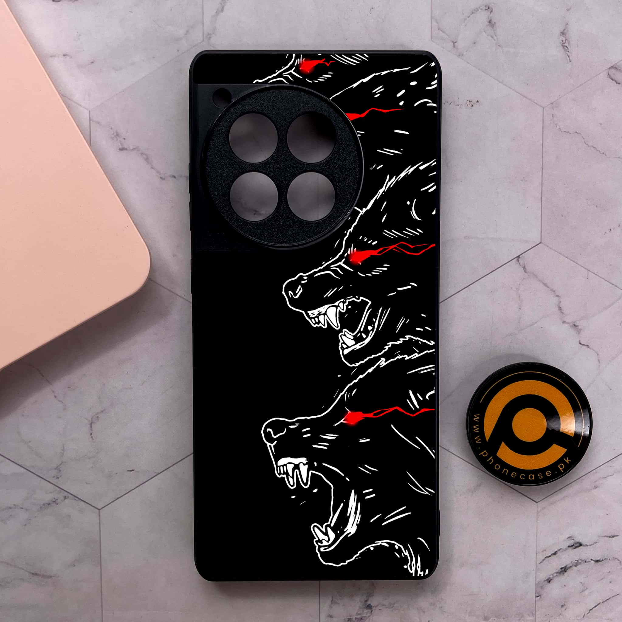OnePlus 12R - Black Art Series - Premium Metal Printed soft Bumper shock Proof Case