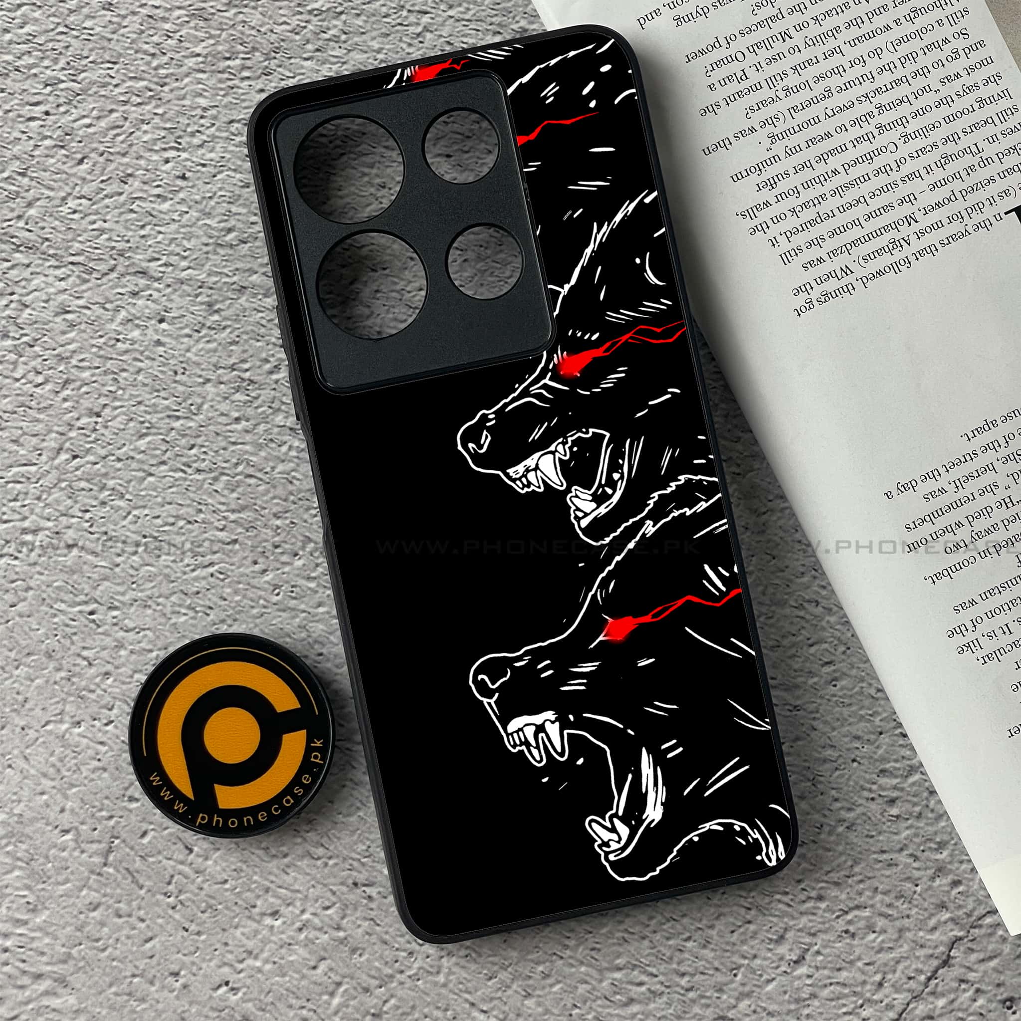 Infinix Note 30 - Black Art Series - Premium Printed Glass soft Bumper shock Proof Case