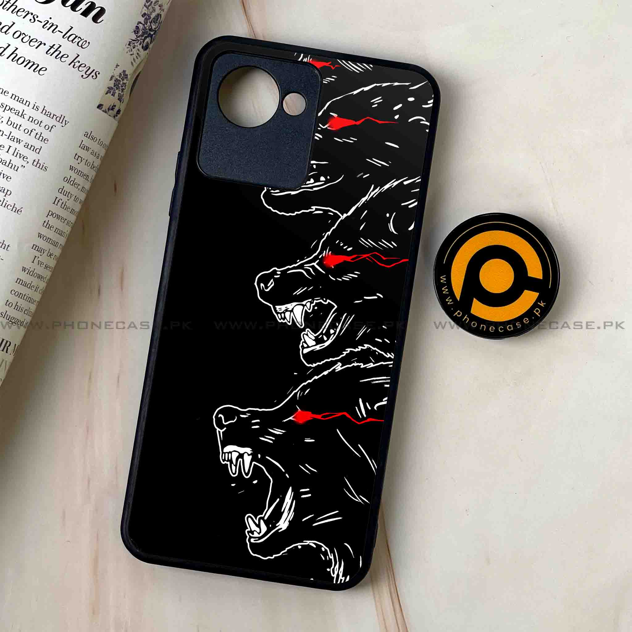 Realme C30 - Black Art Series - Premium Printed Glass soft Bumper shock Proof Case