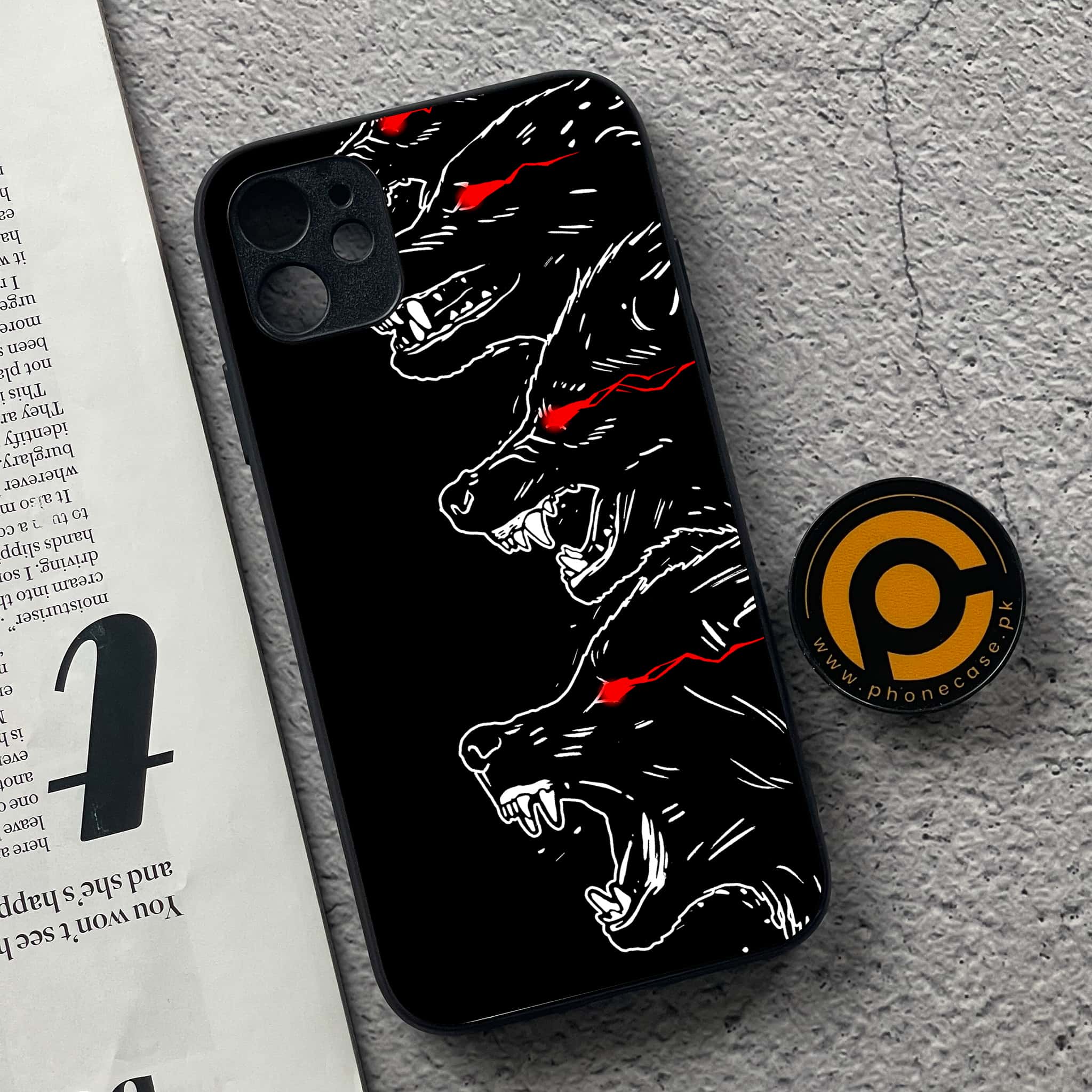 iPhone 11  Black Art Series  Premium Printed Glass soft Bumper shock Proof Case