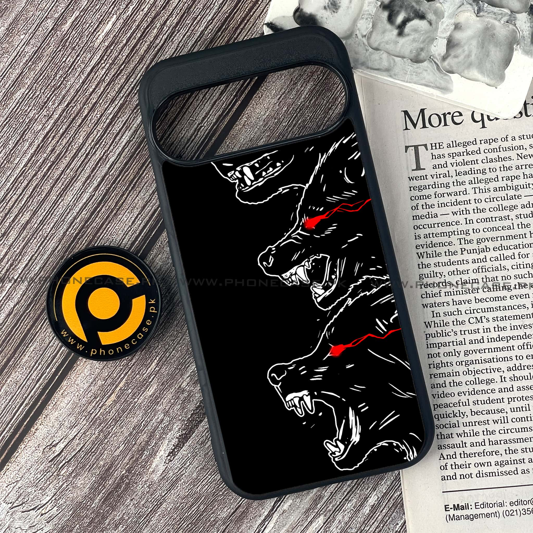 Google Pixel 9 Pro - Black Art Series - Premium Printed Glass soft Bumper shock Proof Case