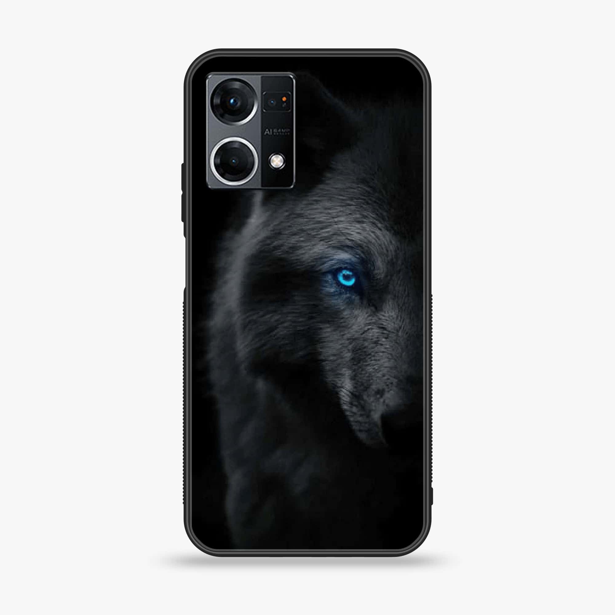 Oppo Reno 7 - Black Art Series - Premium Printed Glass soft Bumper shock Proof Case