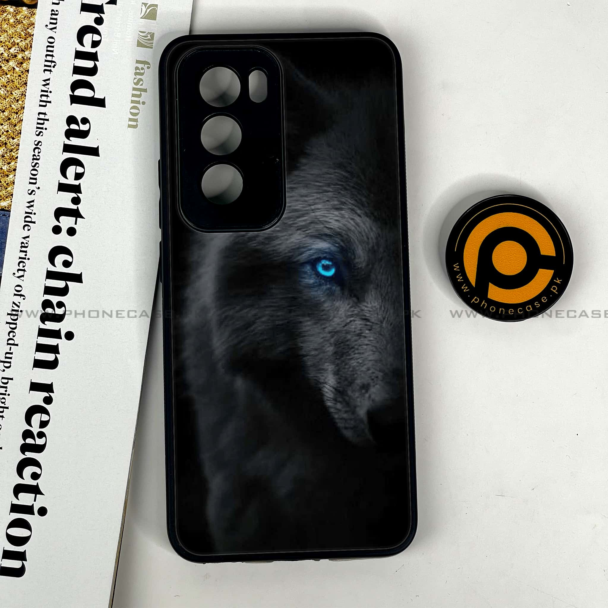 Oppo Reno 12 5G - Black Art Series - Premium Printed Glass soft Bumper shock Proof Case