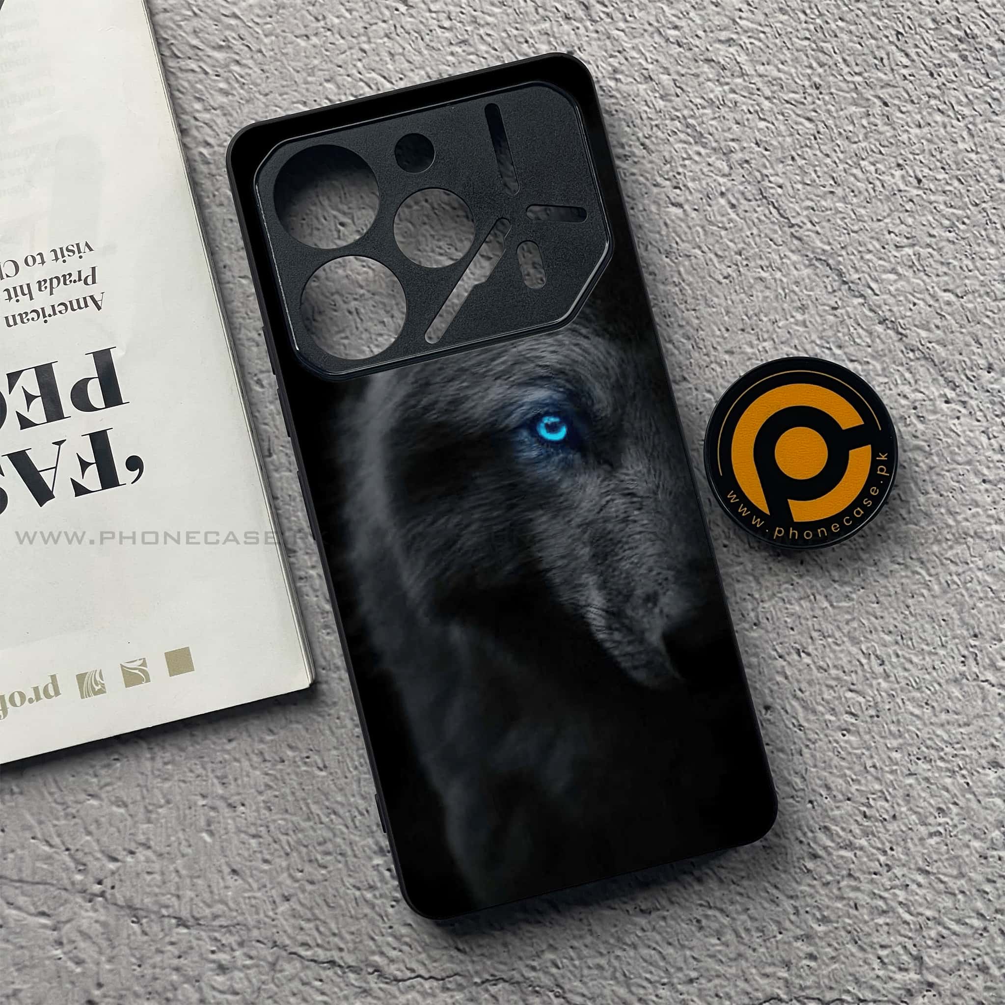 Tecno Pova 6 - Black Art Series - Premium Printed Glass soft Bumper shock Proof Case