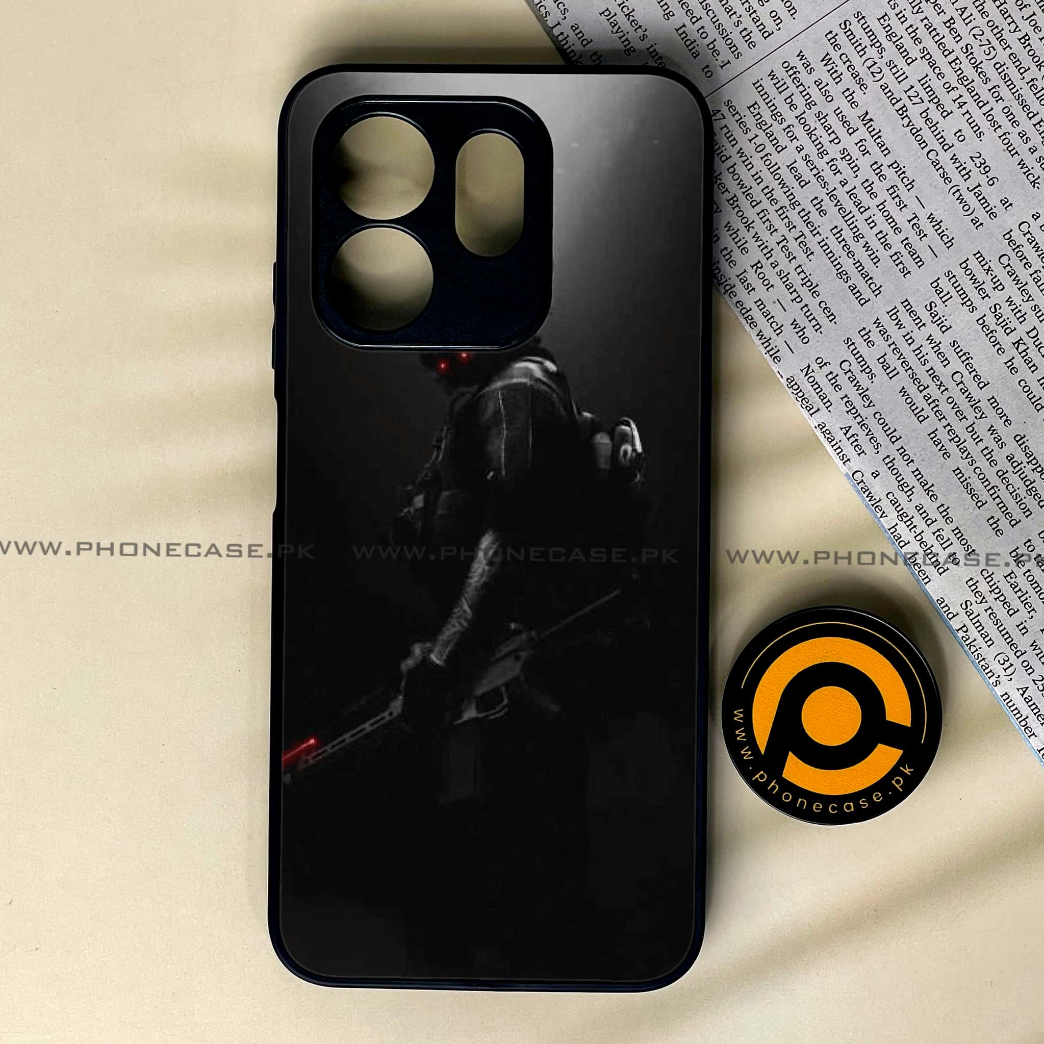 Infinix Smart 9 HD - Black Art Series - Premium Metal Printed soft Bumper shock Proof Case