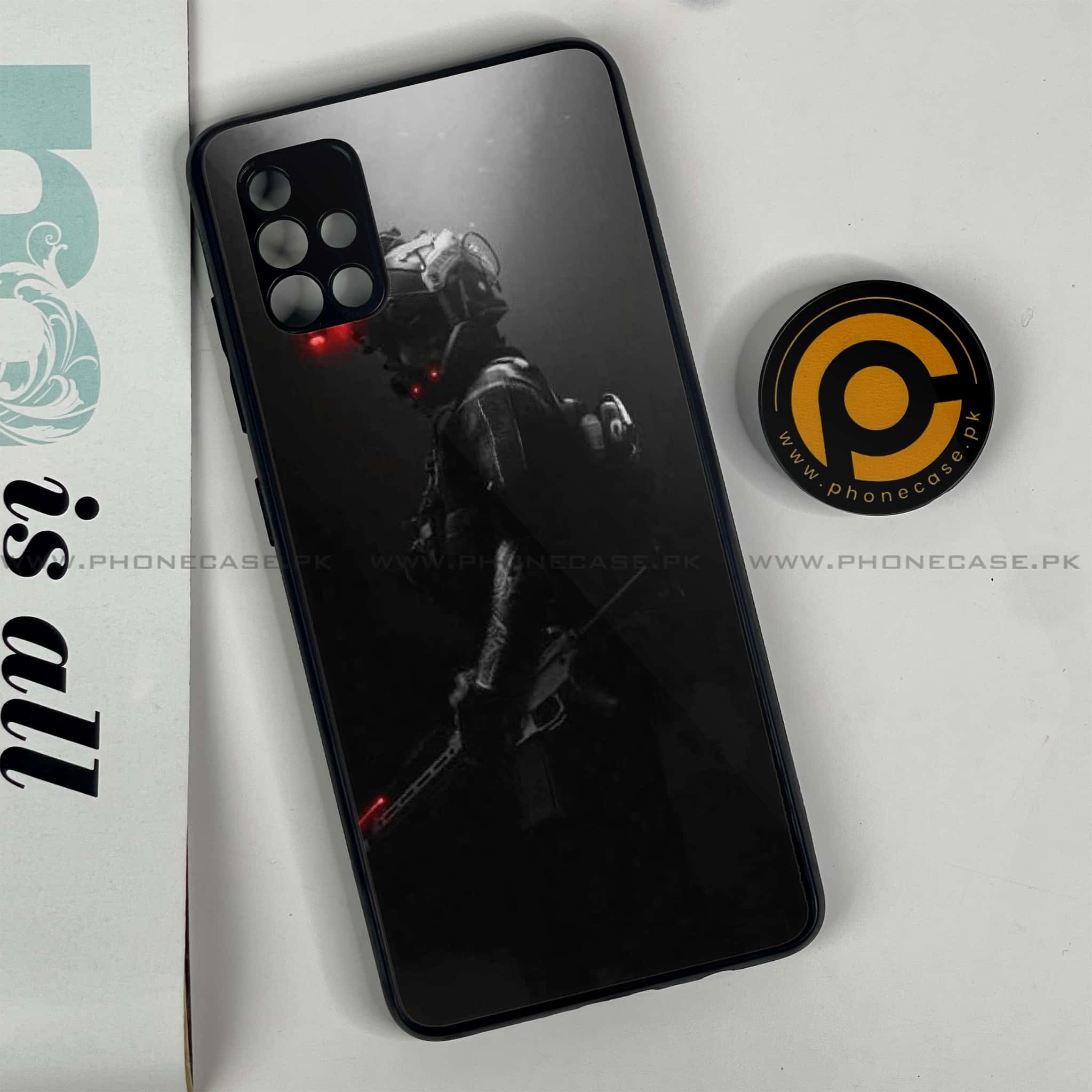 Samsung Galaxy A51 Black Art Series Premium Printed Glass soft Bumper shock Proof Case