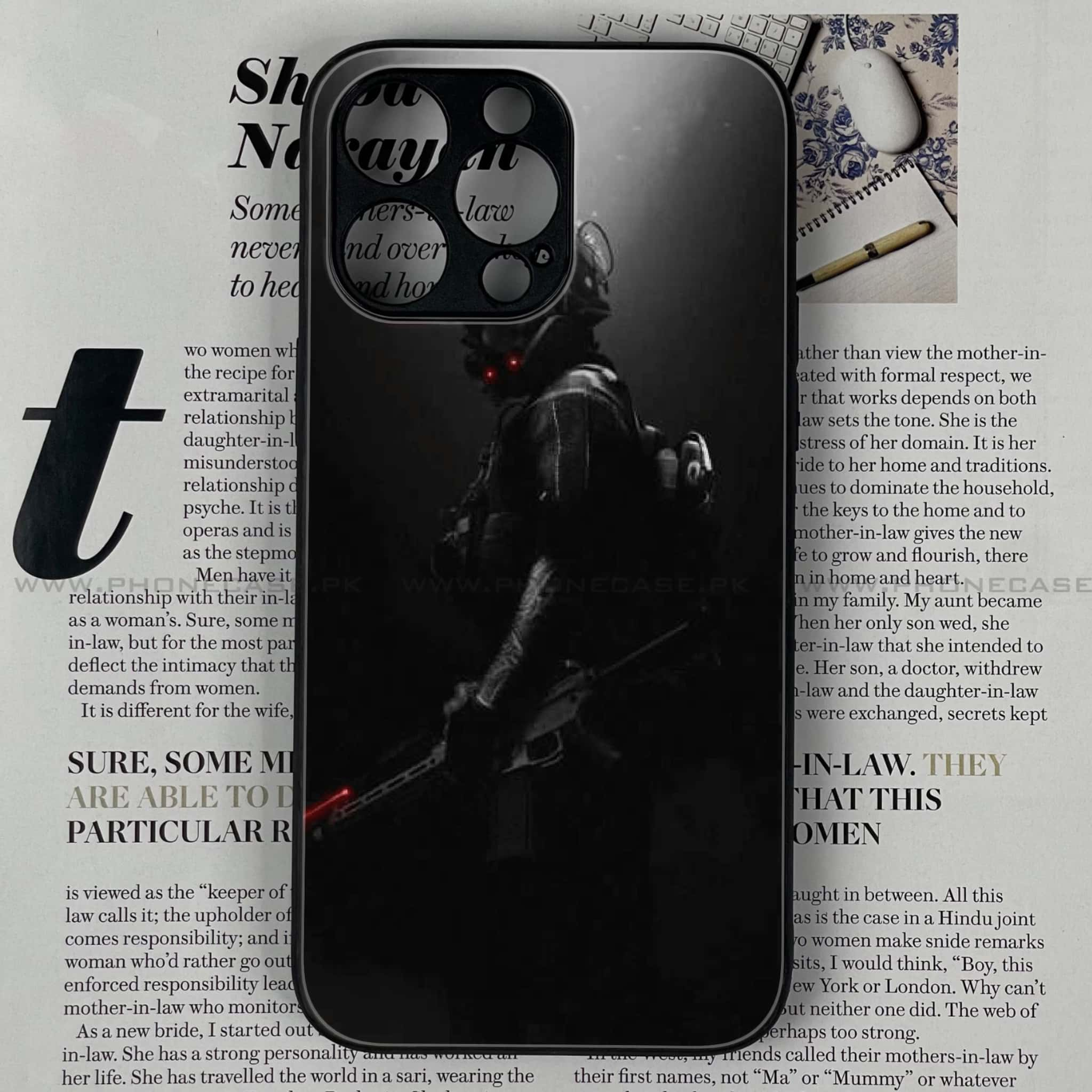 iPhone 14 Pro Max - Black Art Series - Premium Printed Glass soft Bumper shock Proof Case