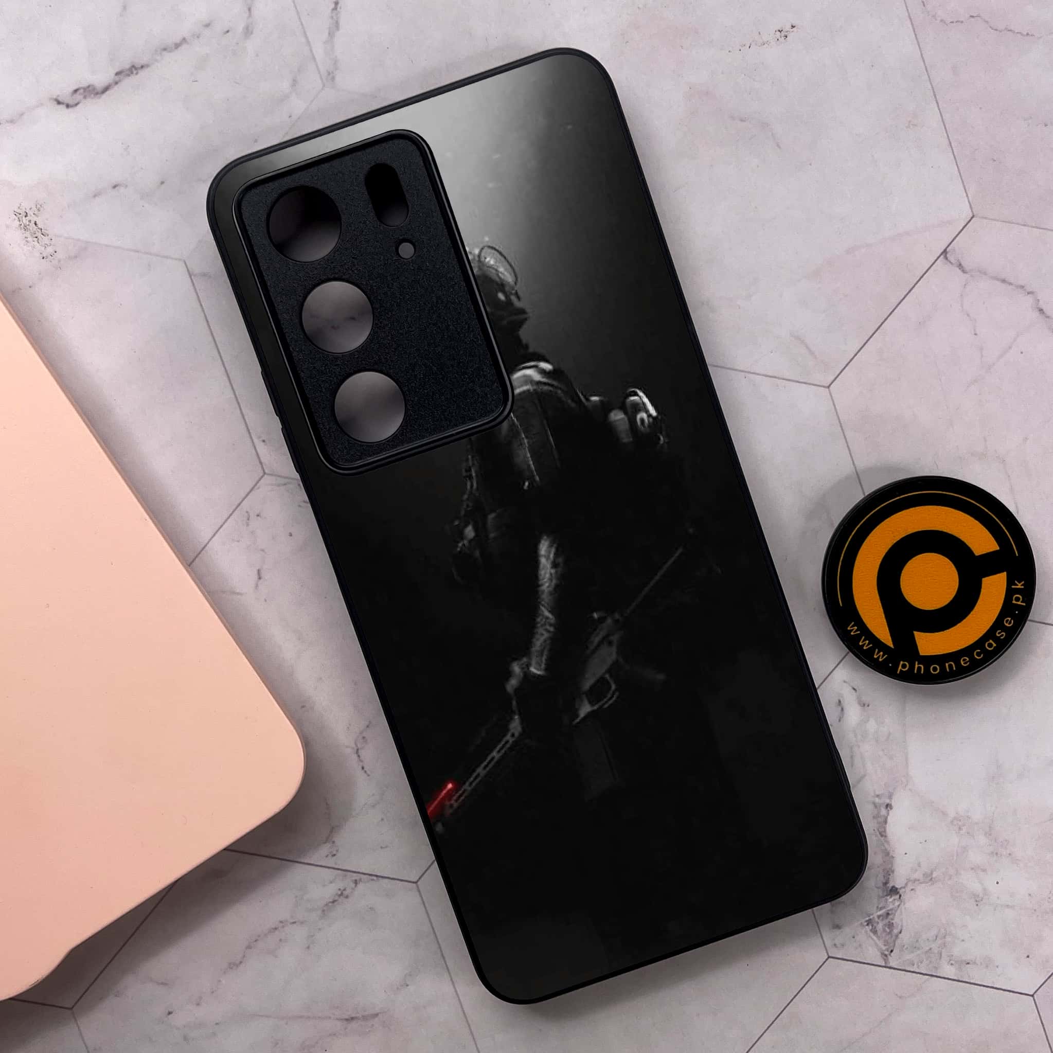 Realme C75x 4G - Black Art Series - Premium Metal Printed soft Bumper shock Proof Case