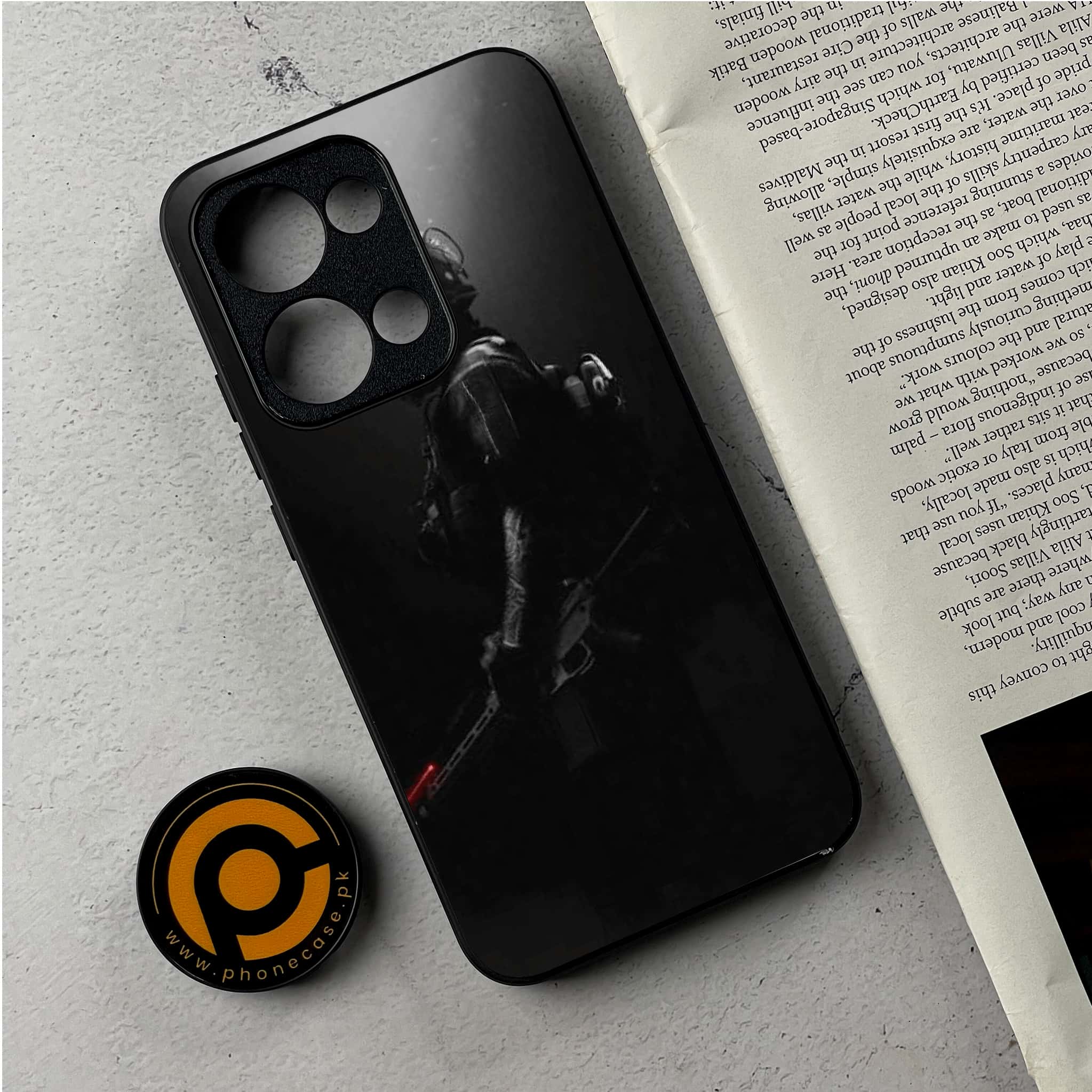 Oppo Reno 13 - Black Art Series - Premium Metal Printed Soft Bumper Shockproof Case