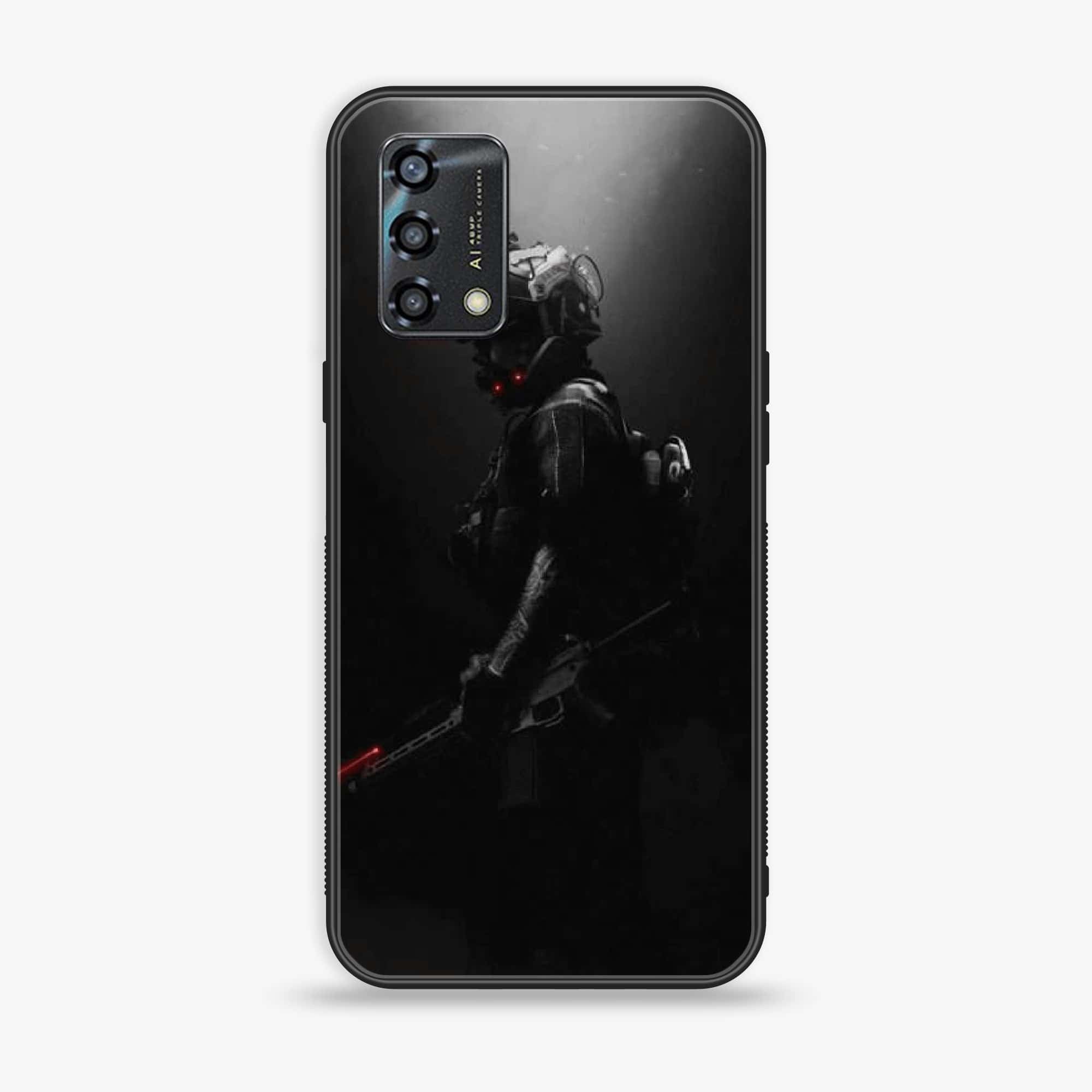 Oppo A95  - Black Art Series - Premium Printed Glass soft Bumper shock Proof Case