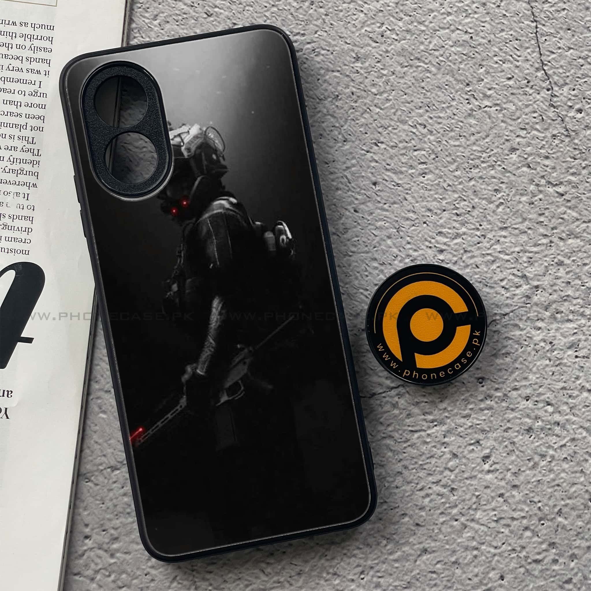 Oppo A18 4G - Black Art Series - Premium Printed Glass soft Bumper shock Proof Case