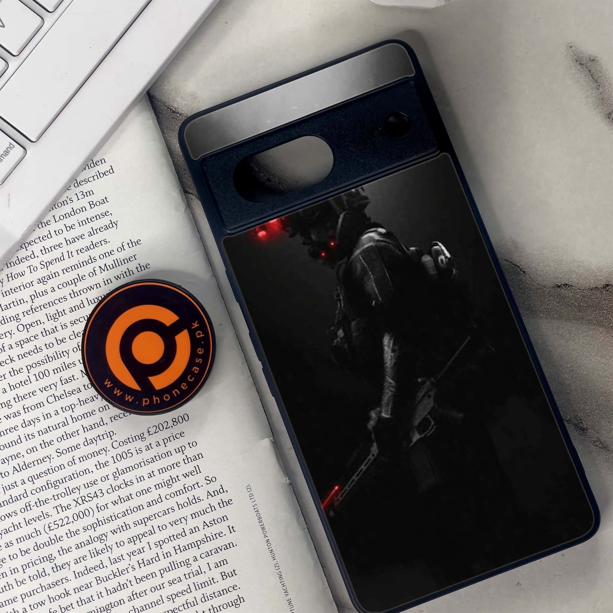 Google Pixel 7 - Black Art Series - Premium Metal Printed soft Bumper Shock Proof Case