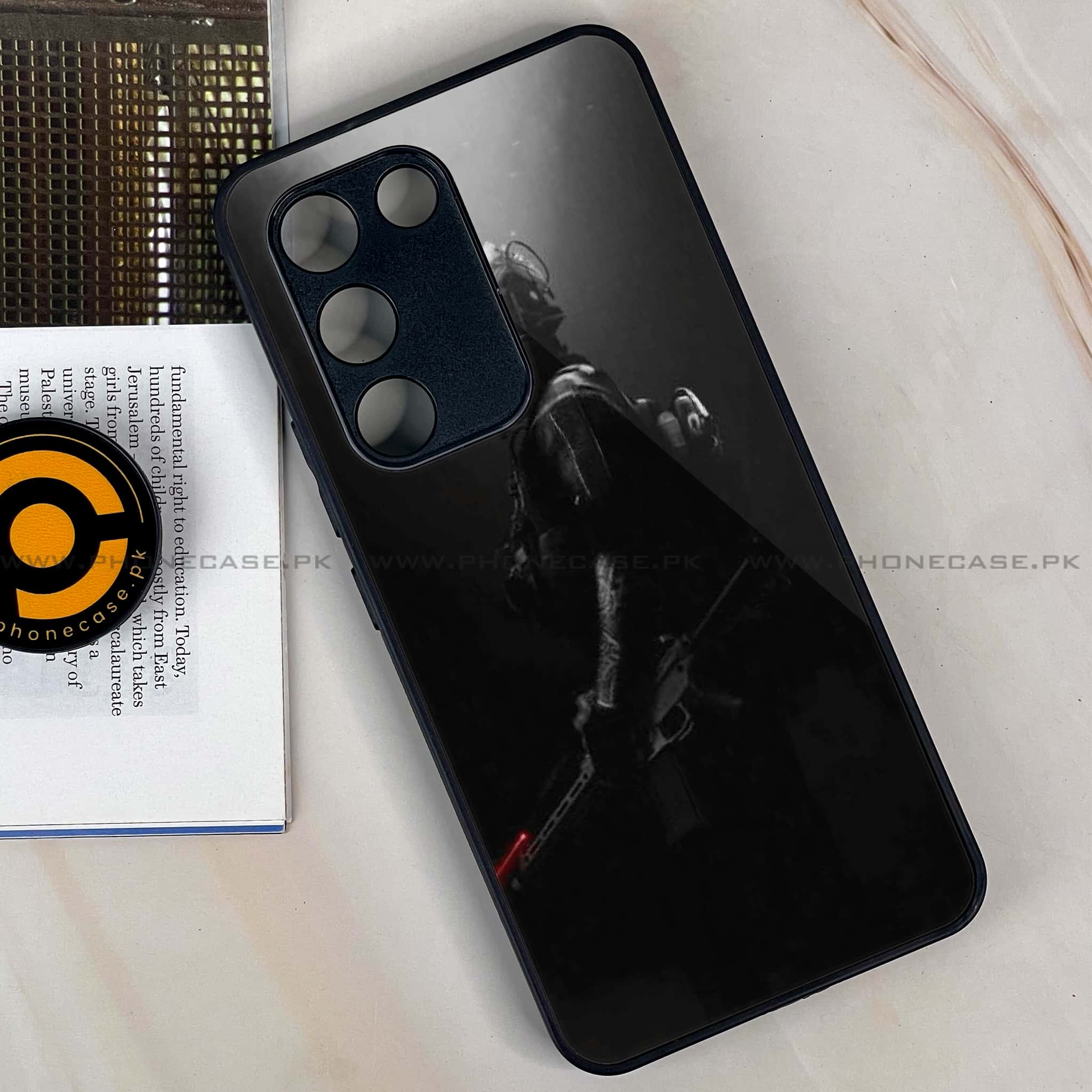 Vivo Y200e - Black Art Series - Premium Metal Printed soft Bumper shock Proof Case