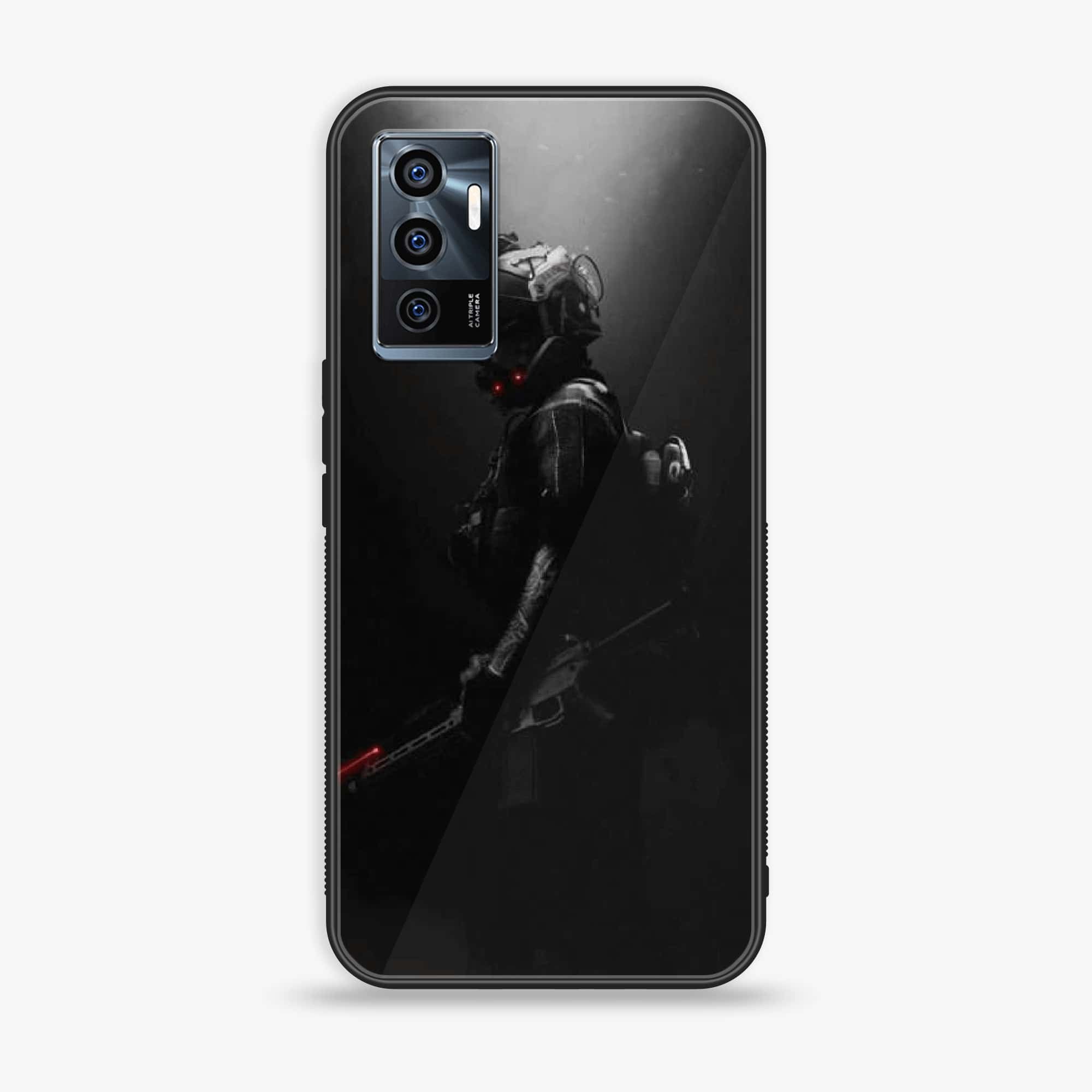 Vivo V23e - Black Art Series - Premium Printed Glass soft Bumper shock Proof Case