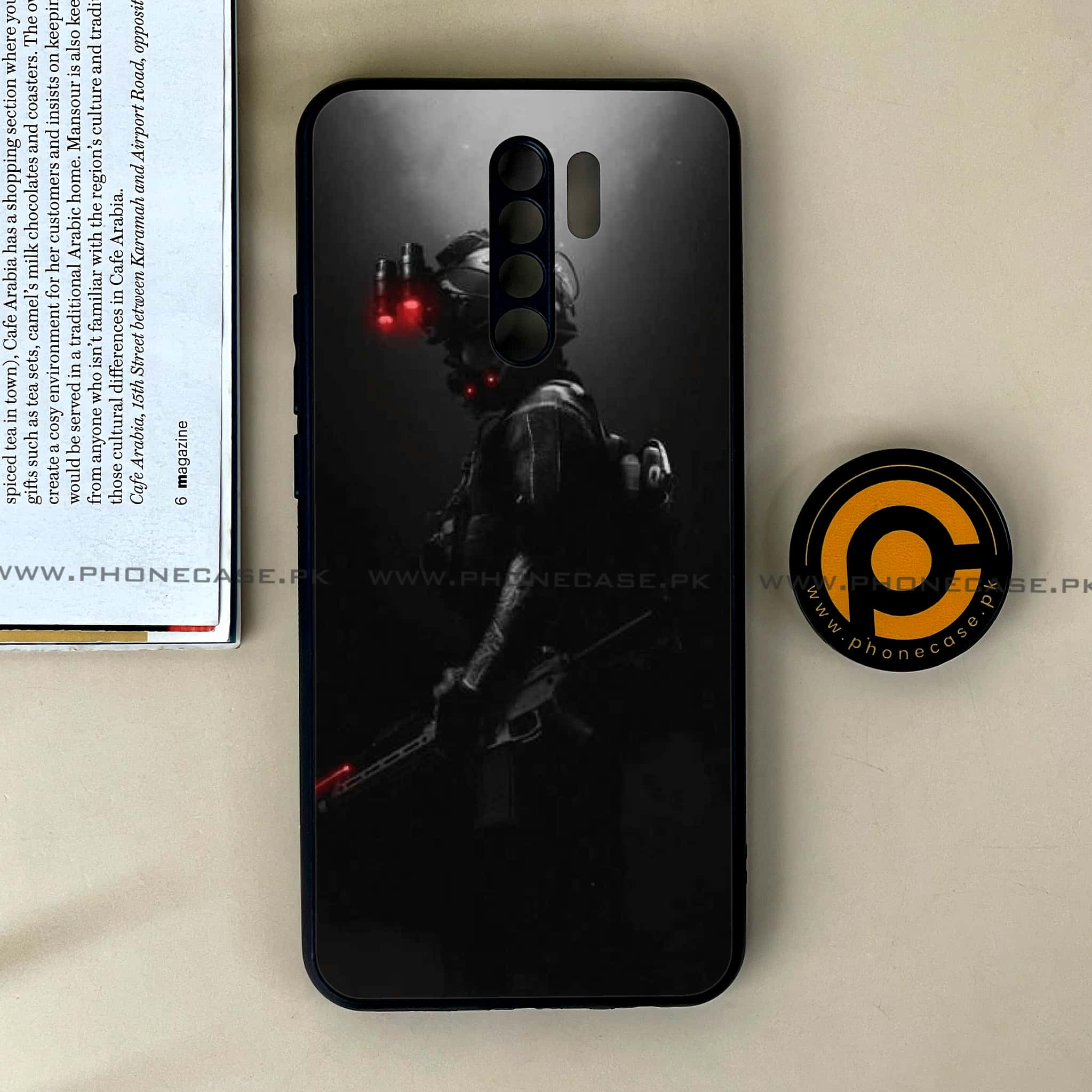 Xiaomi Redmi 9 - Black Art Series - Premium Printed Glass soft Bumper shock Proof Case