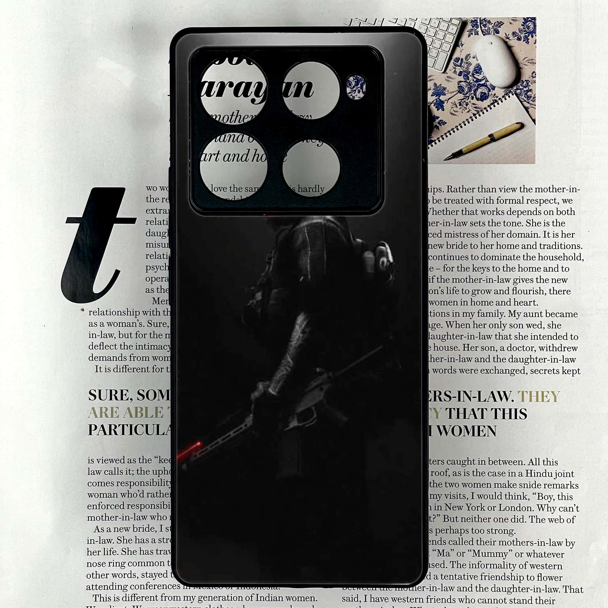 Infinix Note 40 Pro Plus - Black Art Series - Premium Metal Printed soft Bumper shock Proof Case