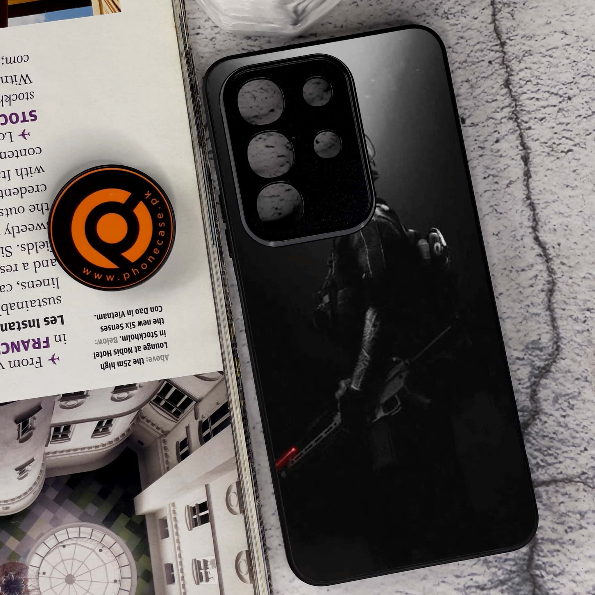 Vivo Y29 4G - Black Art Series - Premium Metal Printed soft Bumper Shock Proof Case