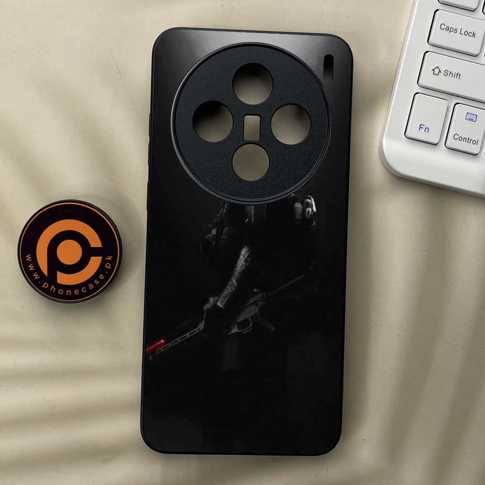 Vivo X200 - Black Art Series - Premium Metal  Printed soft Bumper shock Proof Case