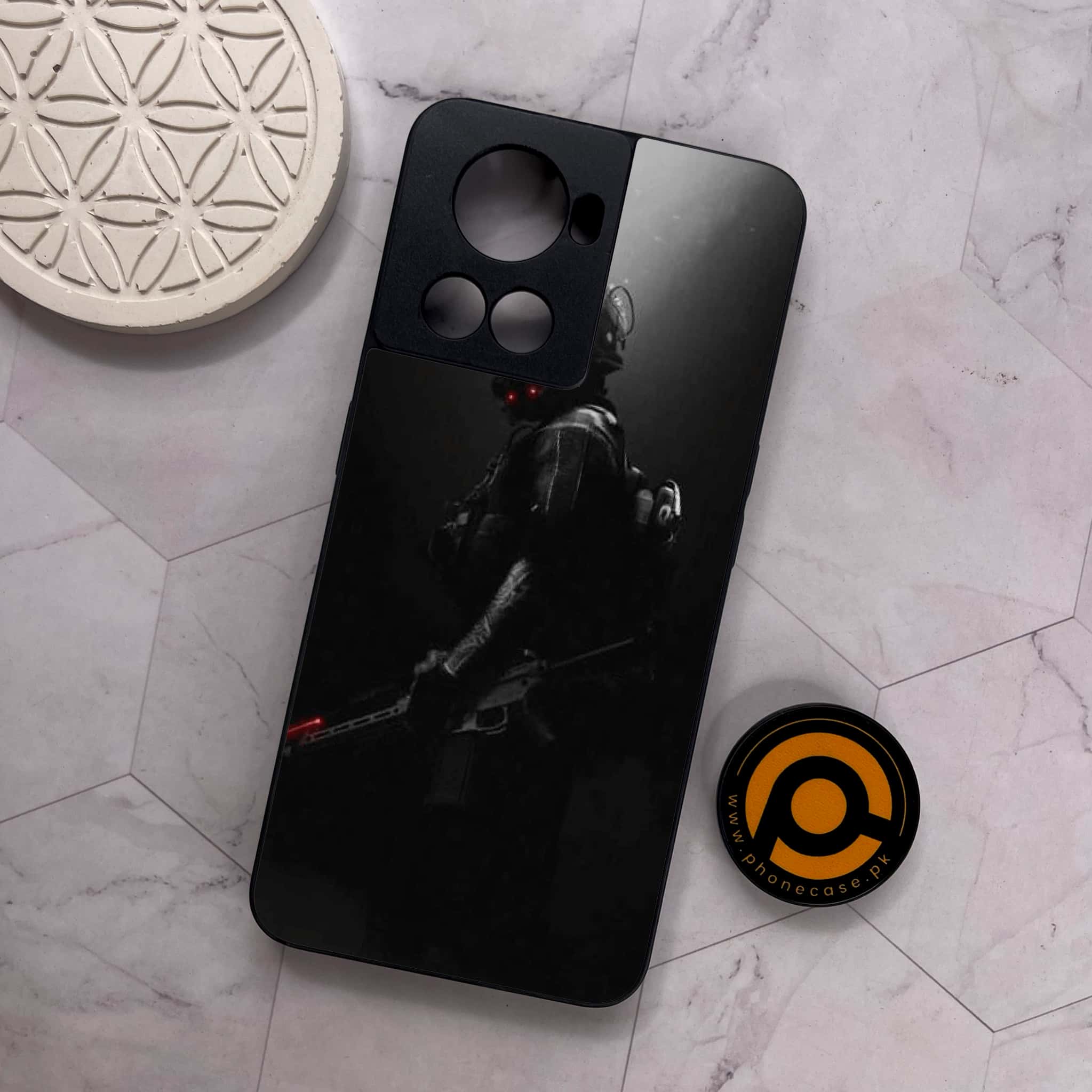 OnePlus 10R - Black Art Series - Premium Metal Printed soft Bumper shock Proof Case