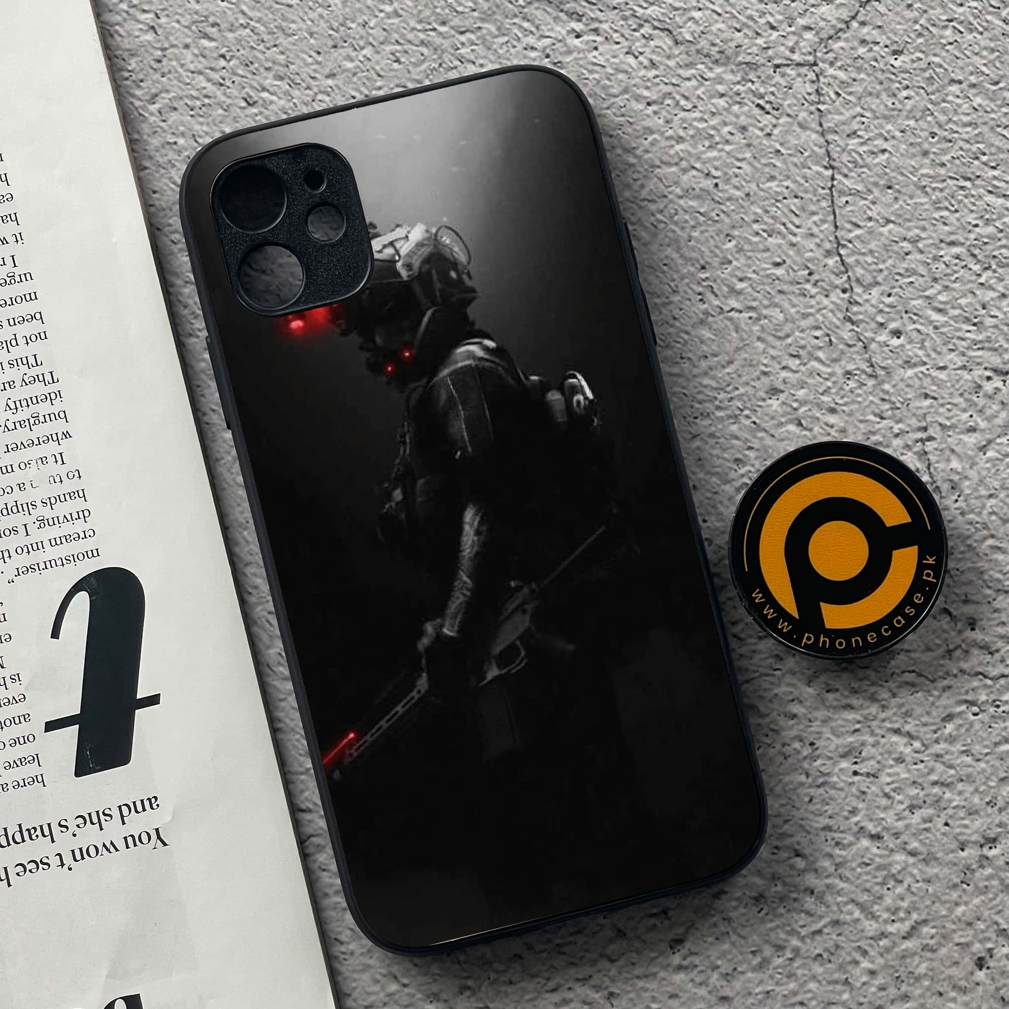 iPhone 11  Black Art Series  Premium Printed Glass soft Bumper shock Proof Case