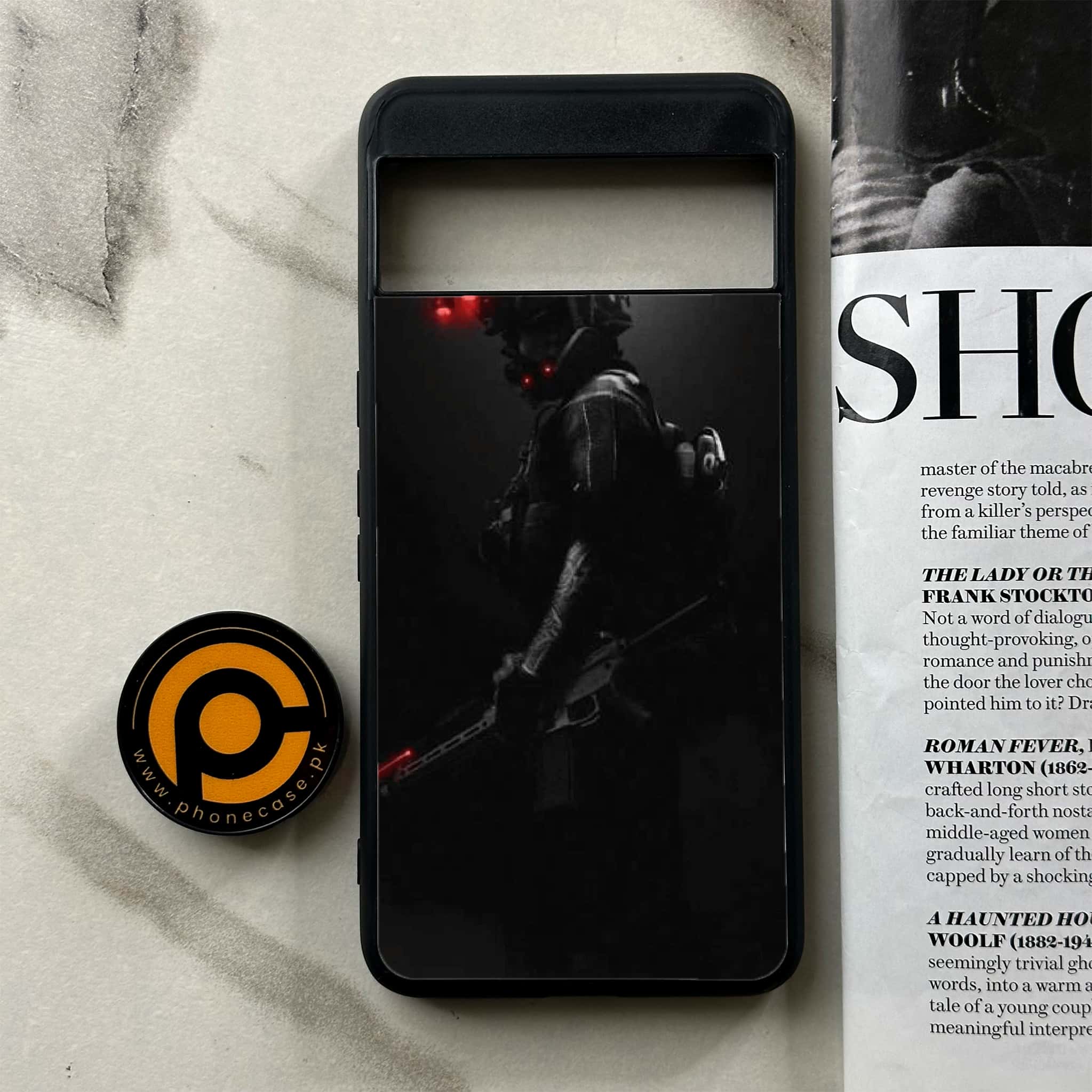 Google Pixel 8a - Black Art Series - Premium Printed soft Bumper Shock Proof Case