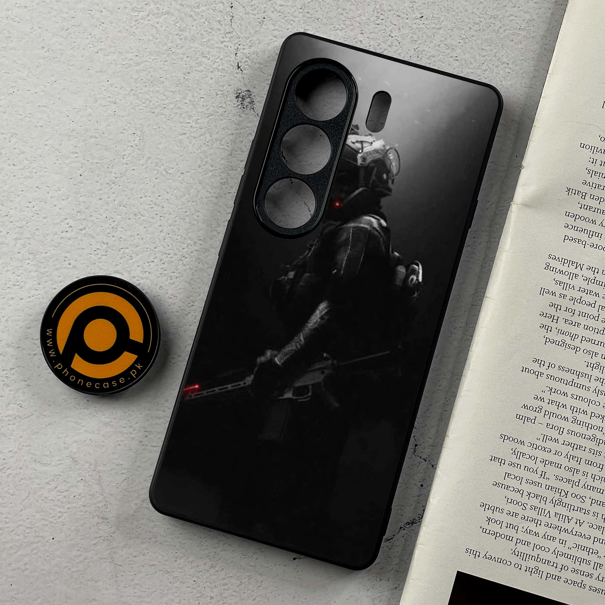 Tecno Camon 40 Pro - Black Art Series - Premium Metal Printed Soft Bumper Shockproof Case