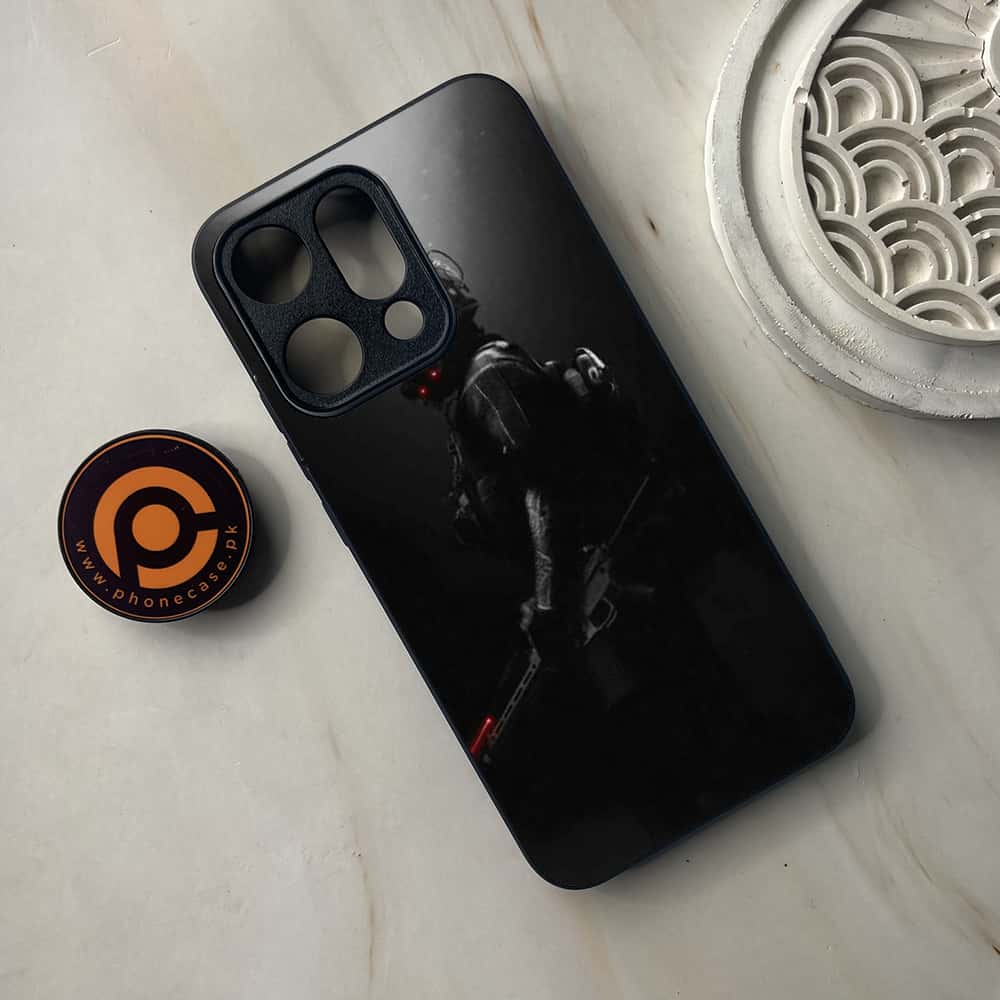 Oppo Reno 14 5G - Black Art Series - Premium Metal Printed soft Bumper shock Proof Case