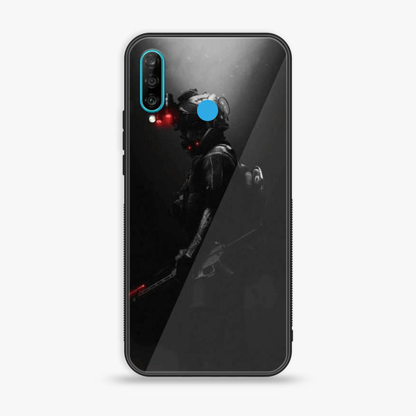 Huawei P30 lite - Black Art Design 9 - Premium Printed Glass soft Bumper shock Proof Case CS-18083