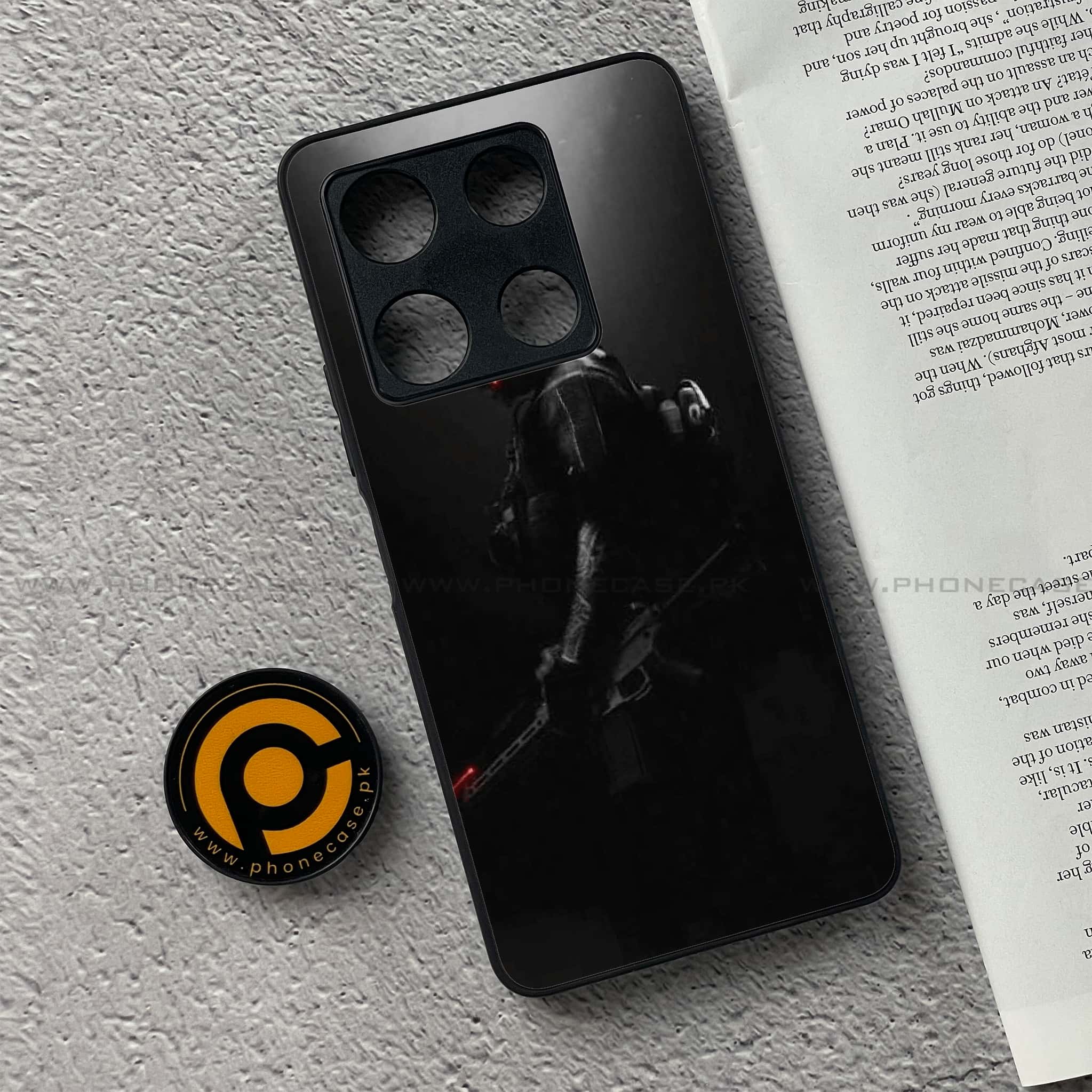 Infinix Note 30 Pro - Black Art Series - Premium Metal Printed soft Bumper shock Proof Case