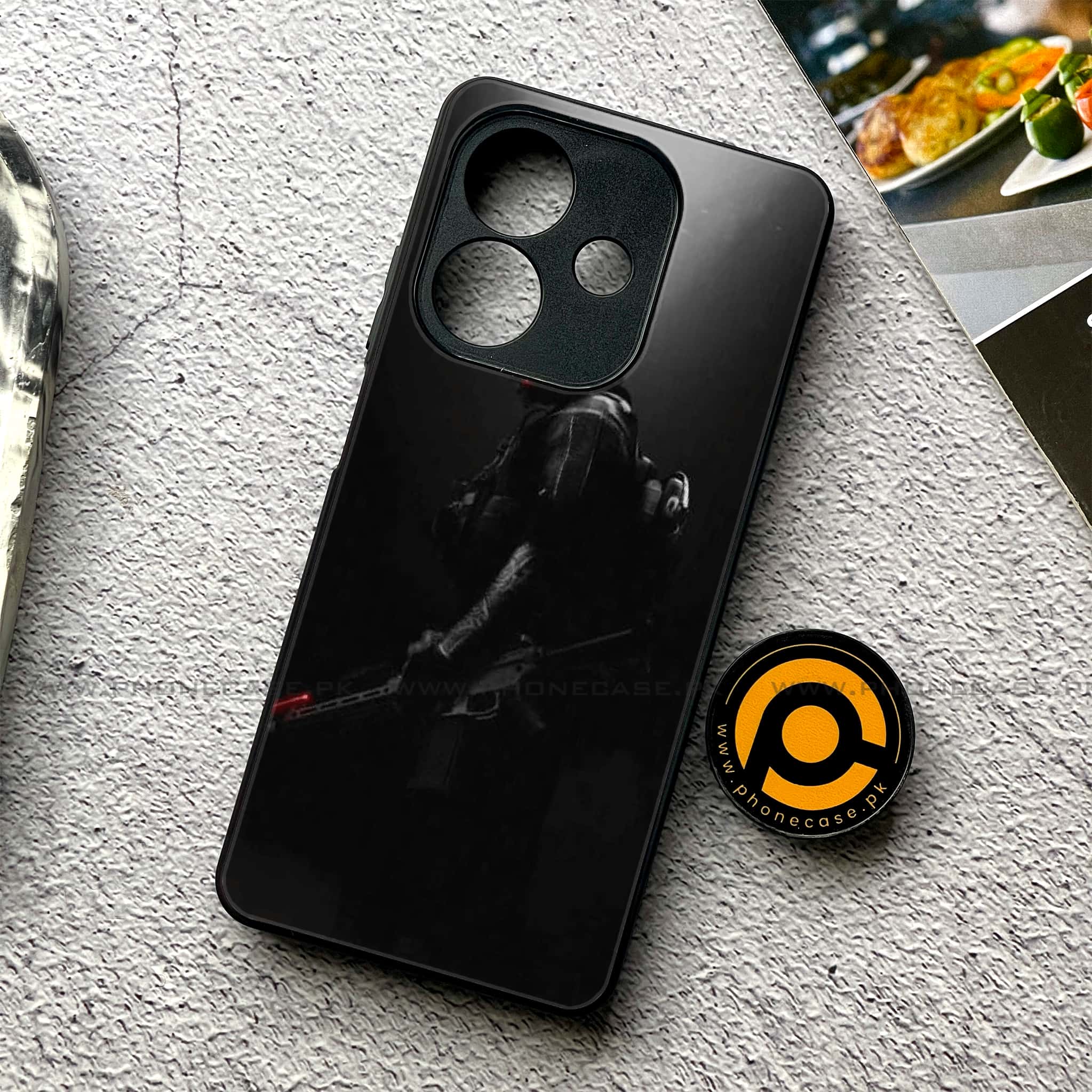 Oppo A5i - Black Art Series - Premium Metal Printed soft Bumper shock Proof Case