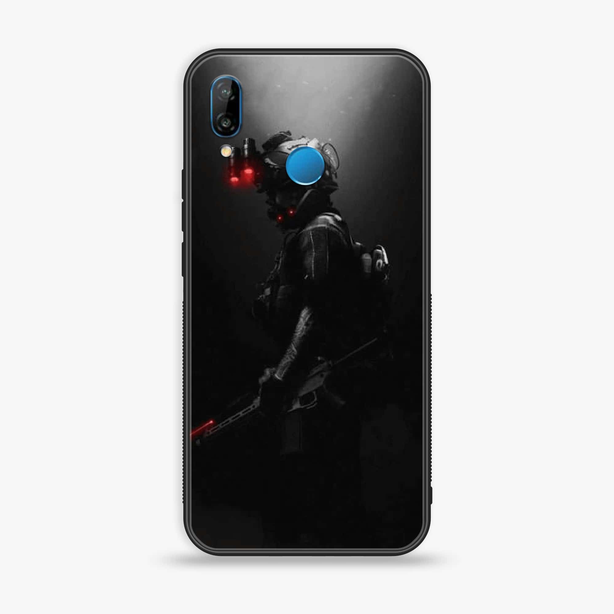 Huawei P20 lite - Black Art Series - Premium Printed Glass soft Bumper shock Proof Case