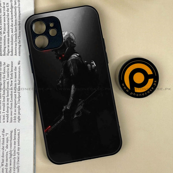 iPhone 12  Black Art Design 9 Premium Metal Printed soft Bumper shock Proof Case CS-14960