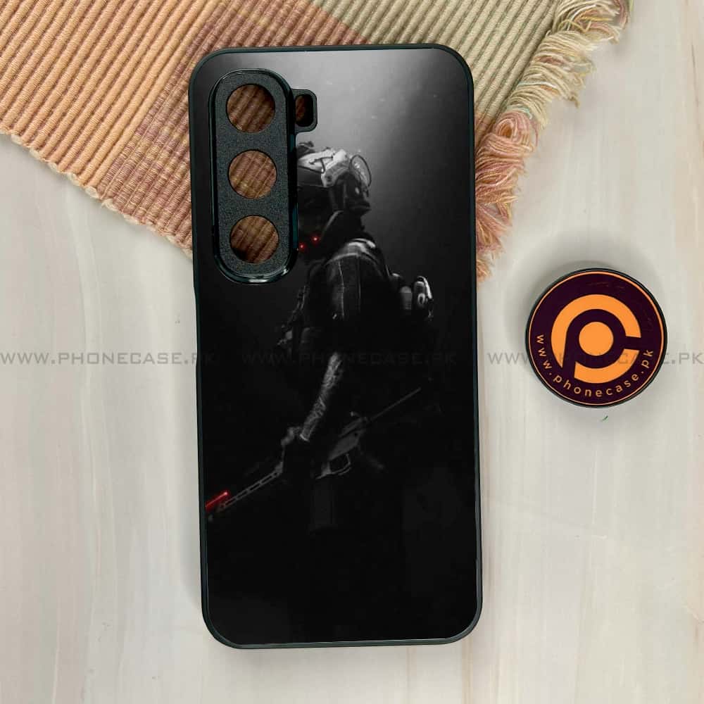 Infinix Hot 60i - Black Art Series - Premium Metal Printed soft Bumper shock Proof Case