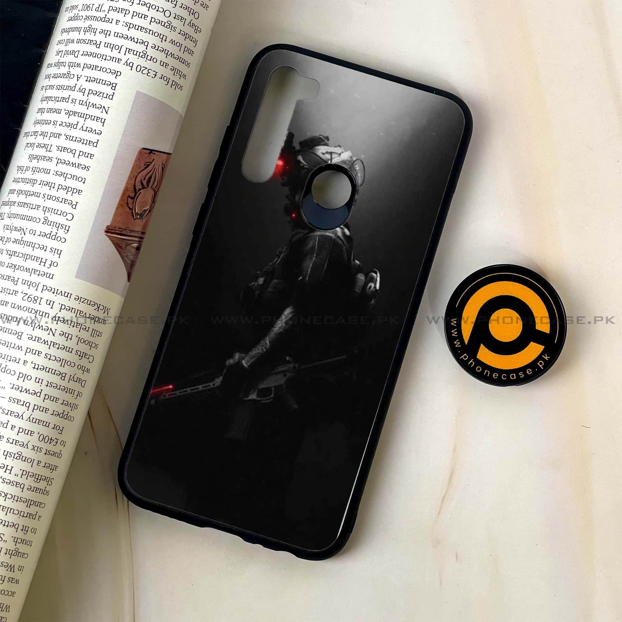 Redmi Note 8 - Black Art Series - Premium Printed Glass soft Bumper shock Proof Case