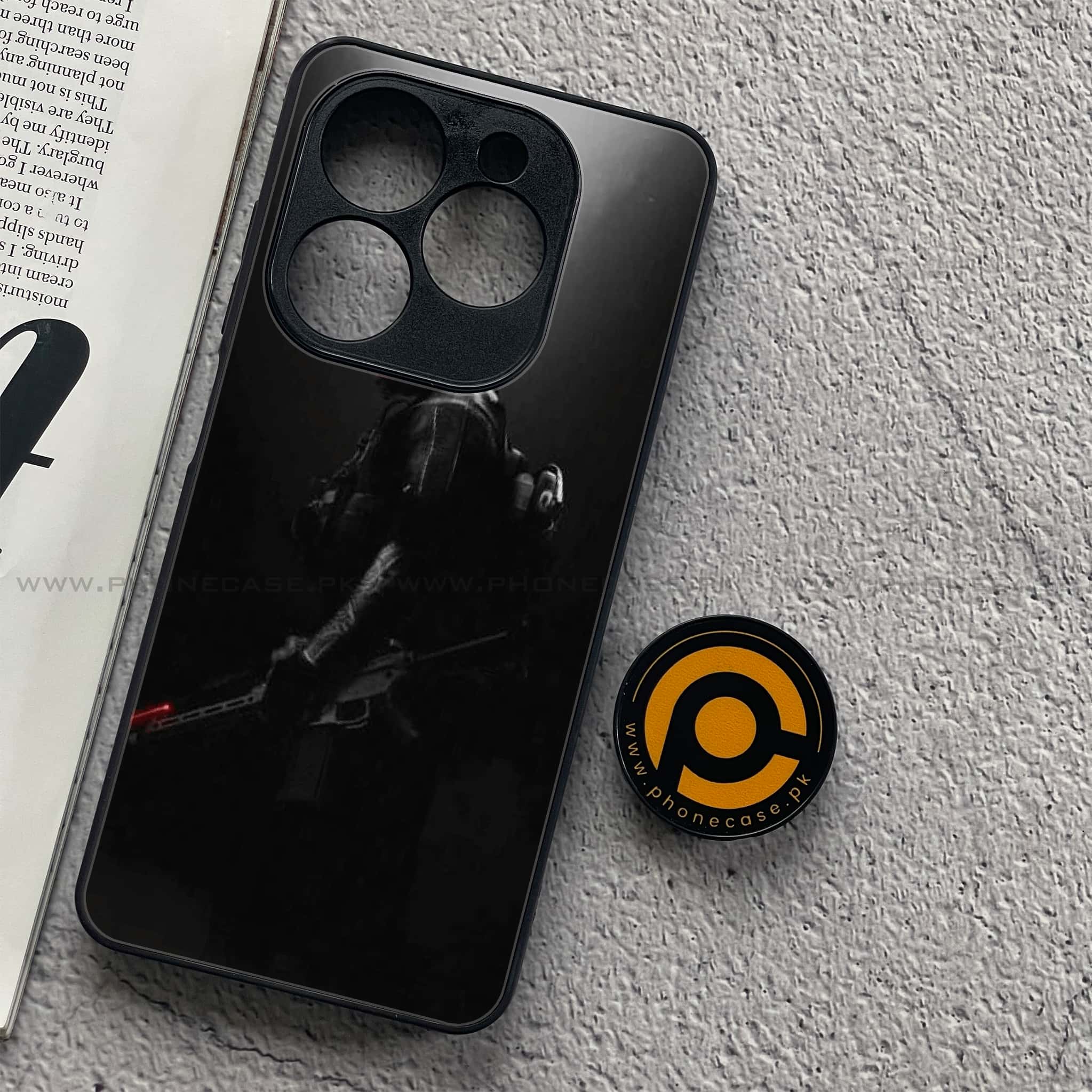 Tecno Spark 20C - Black Art Series - Premium Printed Glass soft Bumper shock Proof Case