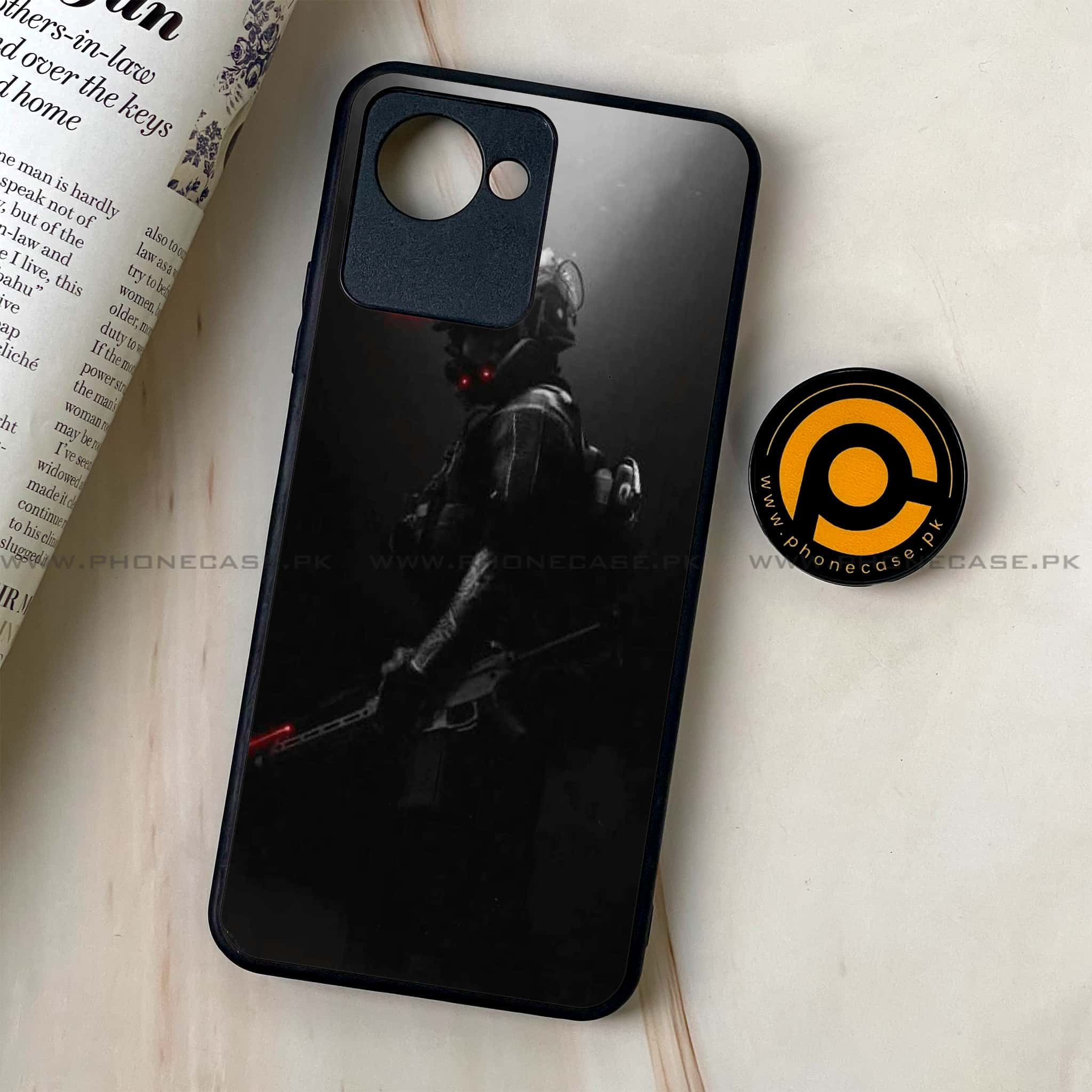 Realme C30 - Black Art Series - Premium Printed Glass soft Bumper shock Proof Case