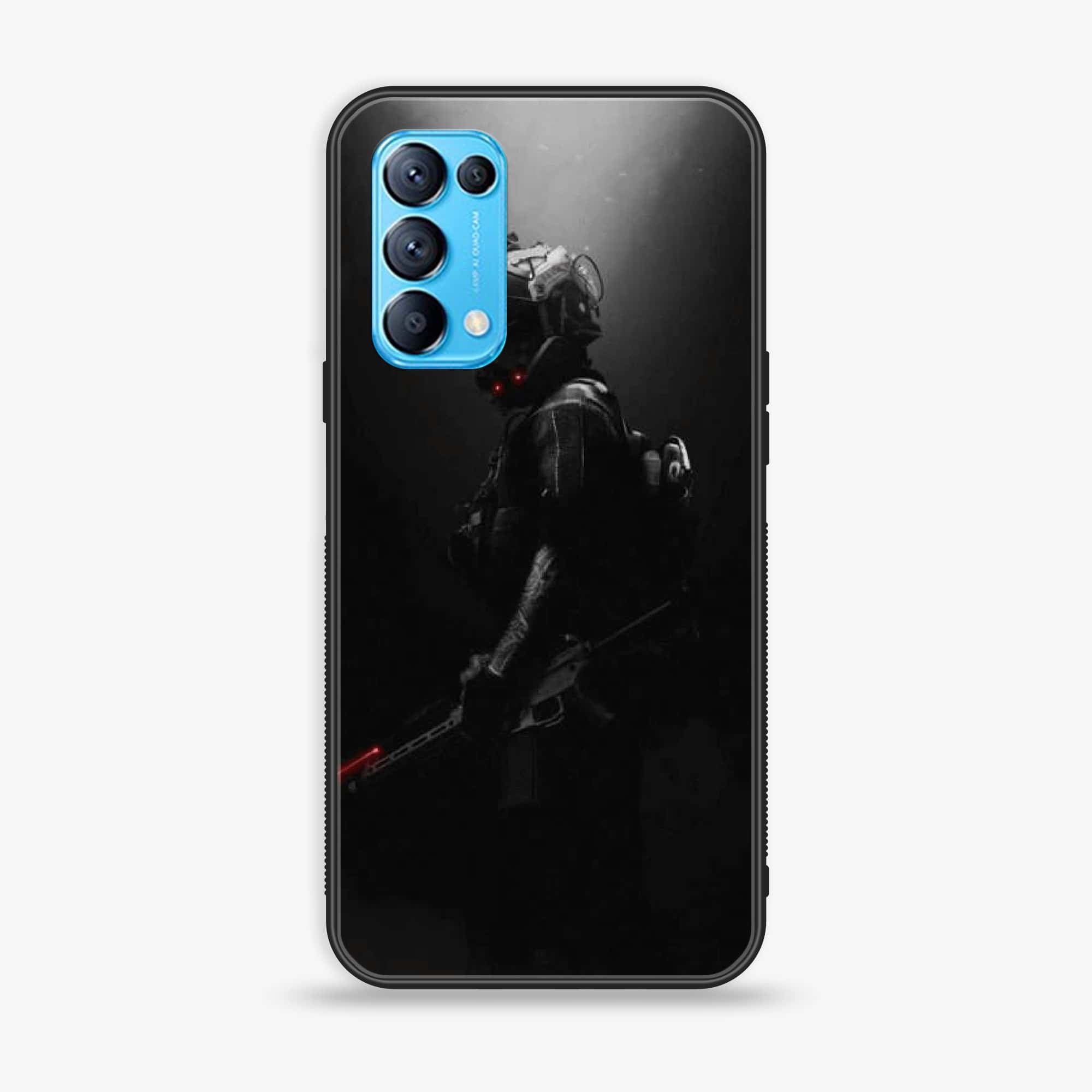 Oppo Reno 5 Black Art Series  Premium Printed Glass soft Bumper shock Proof Case