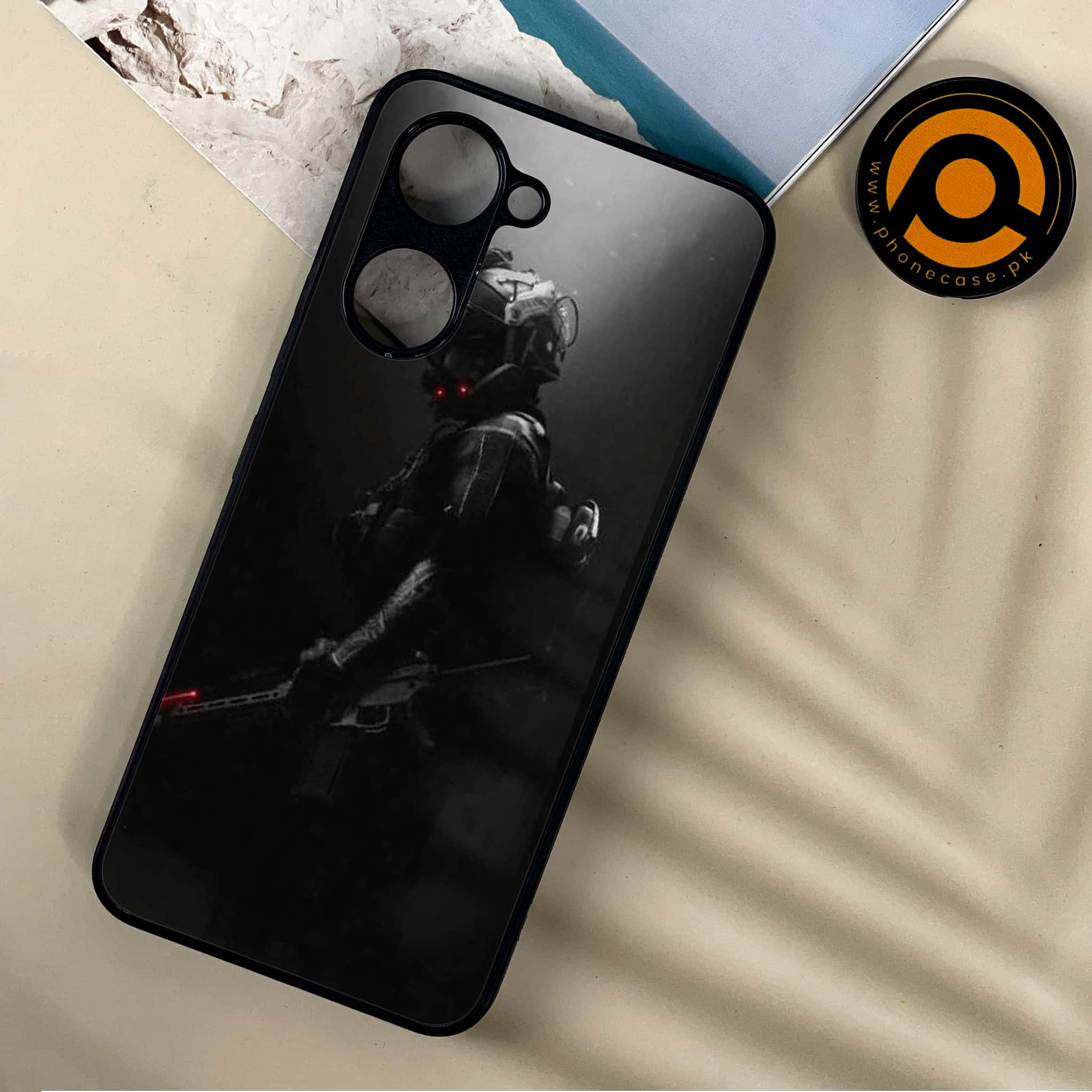 Vivo Y03 - Black Art Series - Premium Printed Metal soft Bumper shock Proof Case