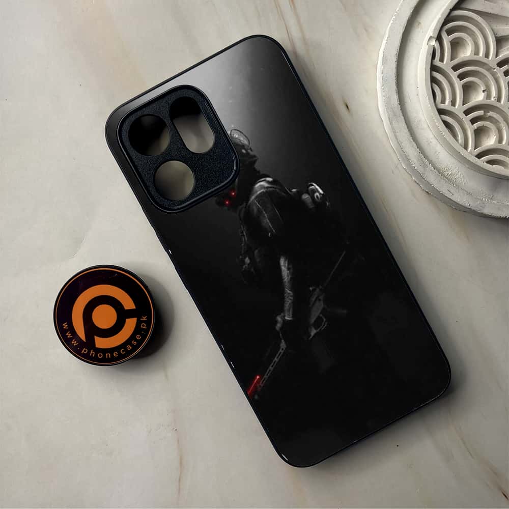 Oppo Reno 14F - Black Art Series - Premium Metal Printed Soft Bumper Shockproof Case