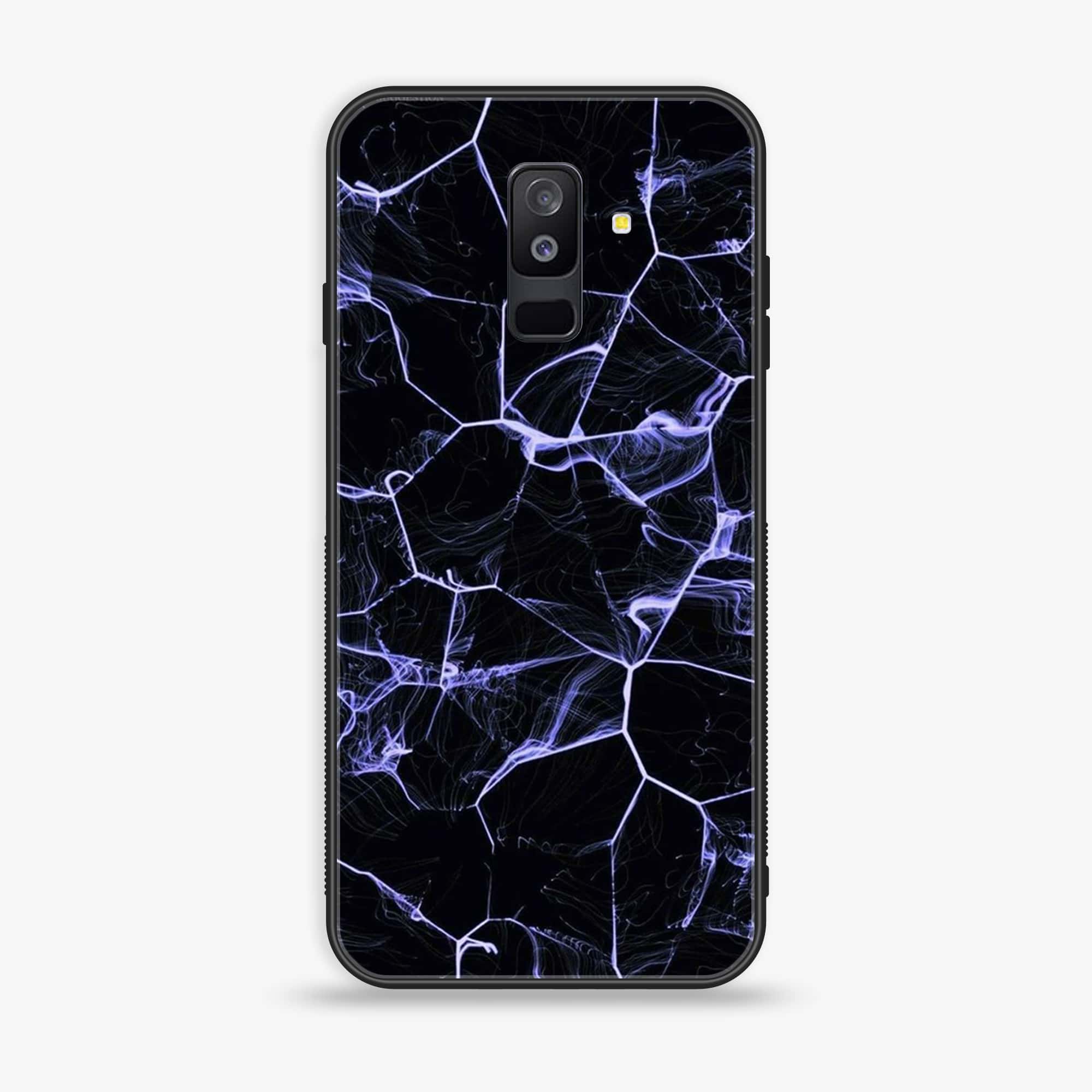 Samsung Galaxy A6 Plus (2018) - Black Marble Series - Premium Printed Glass soft Bumper shock Proof Case
