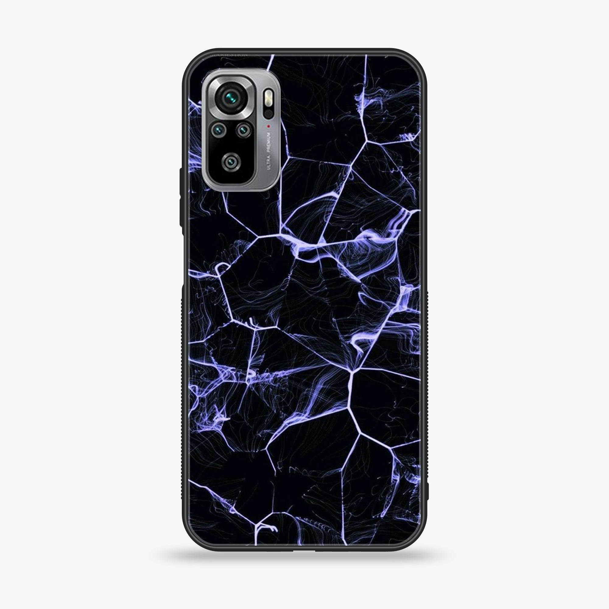 Xiaomi Redmi Note 10S - Black Marble Series - Premium Printed Glass soft Bumper shock Proof Case