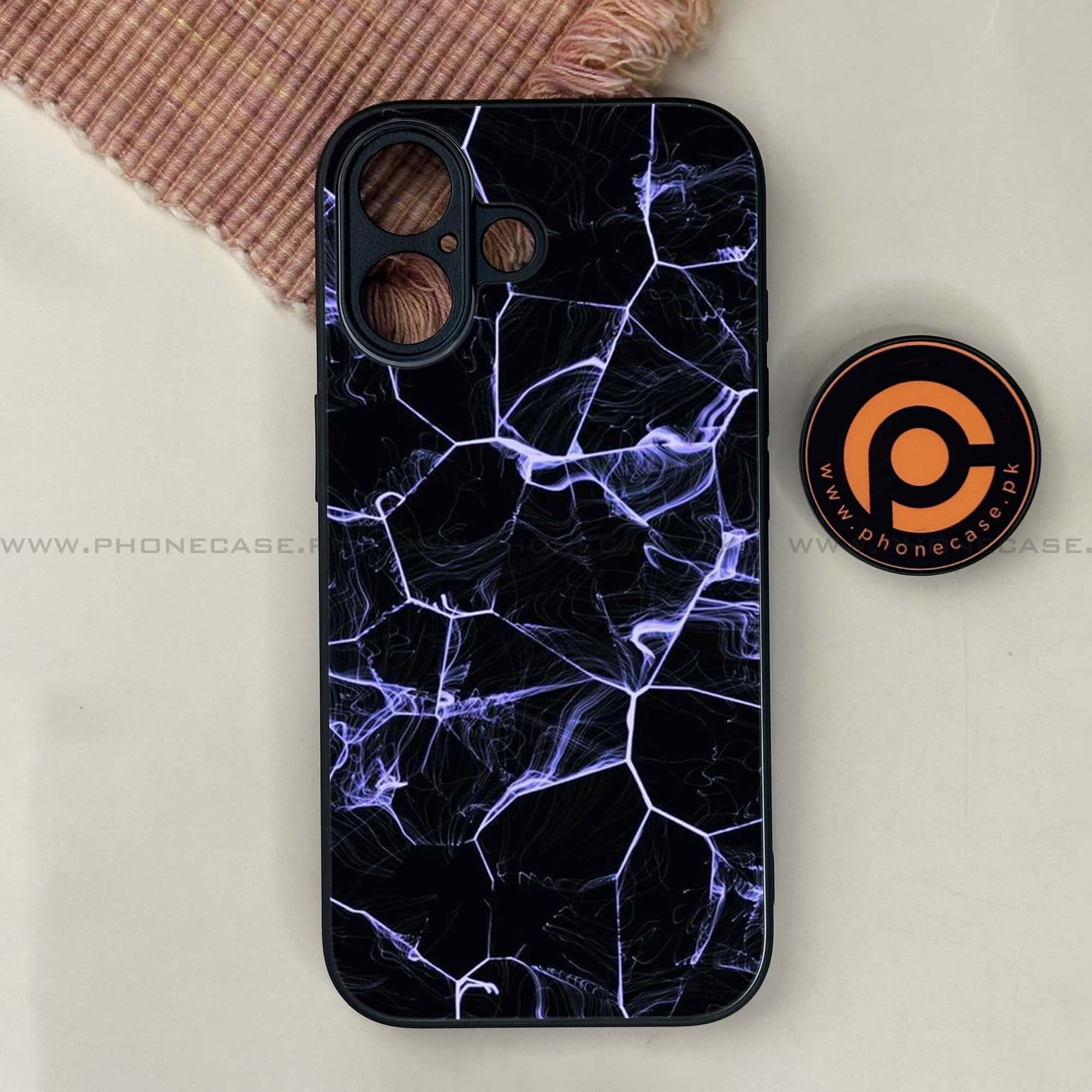 iPhone 17 - Black Marble Series - Premium Printed Glass soft Bumper shock Proof Case