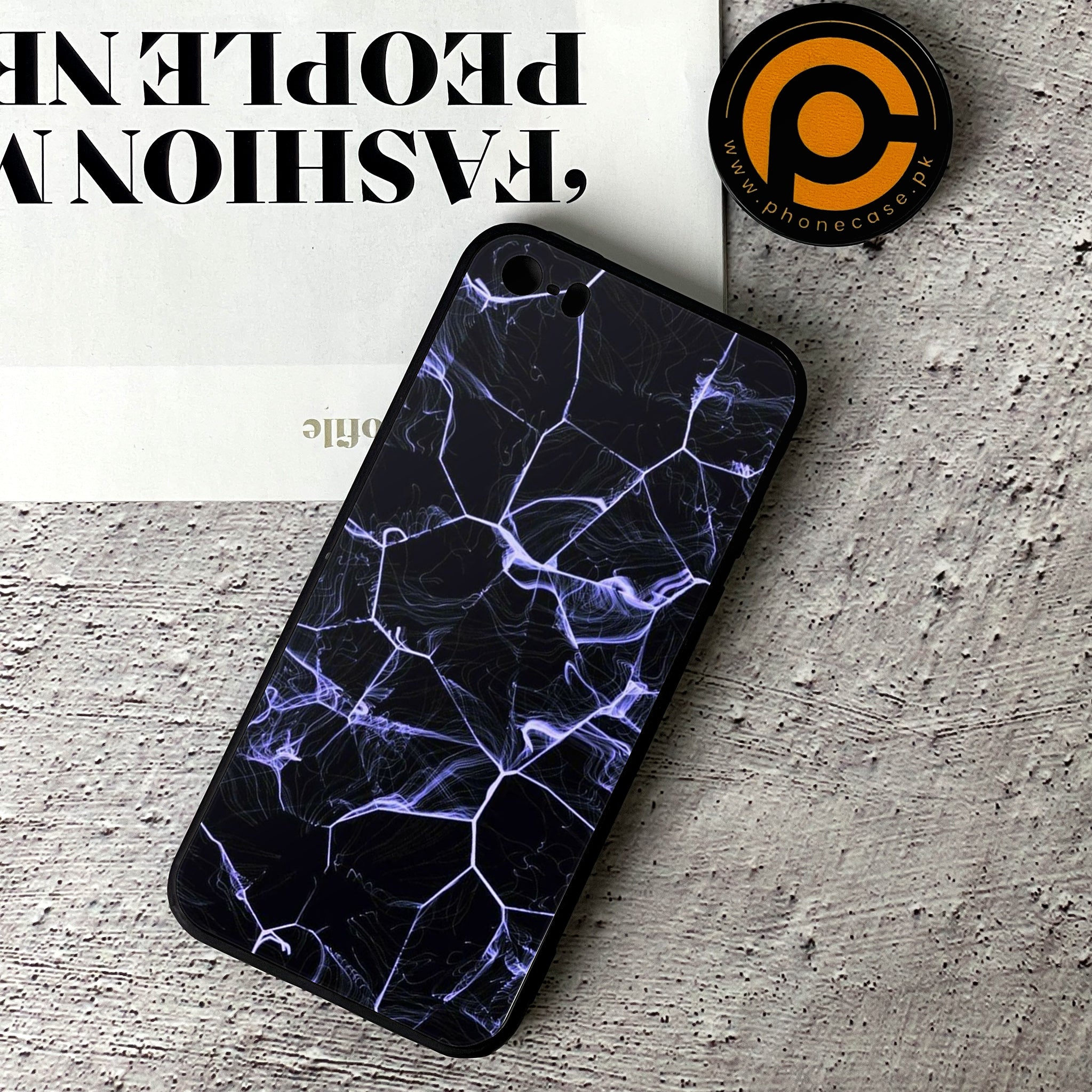 iPhone 5/5c/5s - Black Marble Series - Premium Printed Glass soft Bumper shock Proof Case