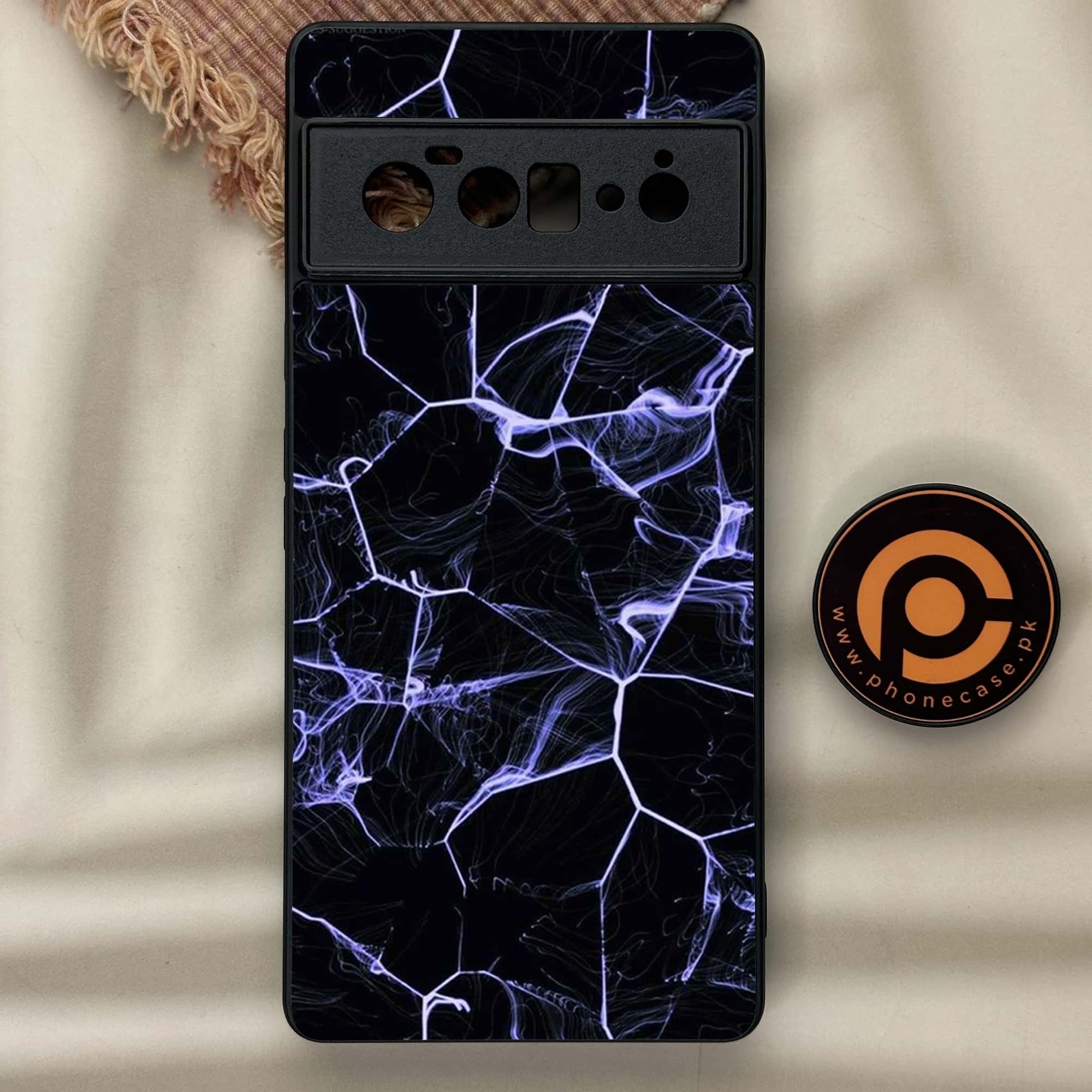 Google Pixel 6 Pro- BLACK  Marble Series - Premium Metal Printed soft Bumper Shock Proof Case